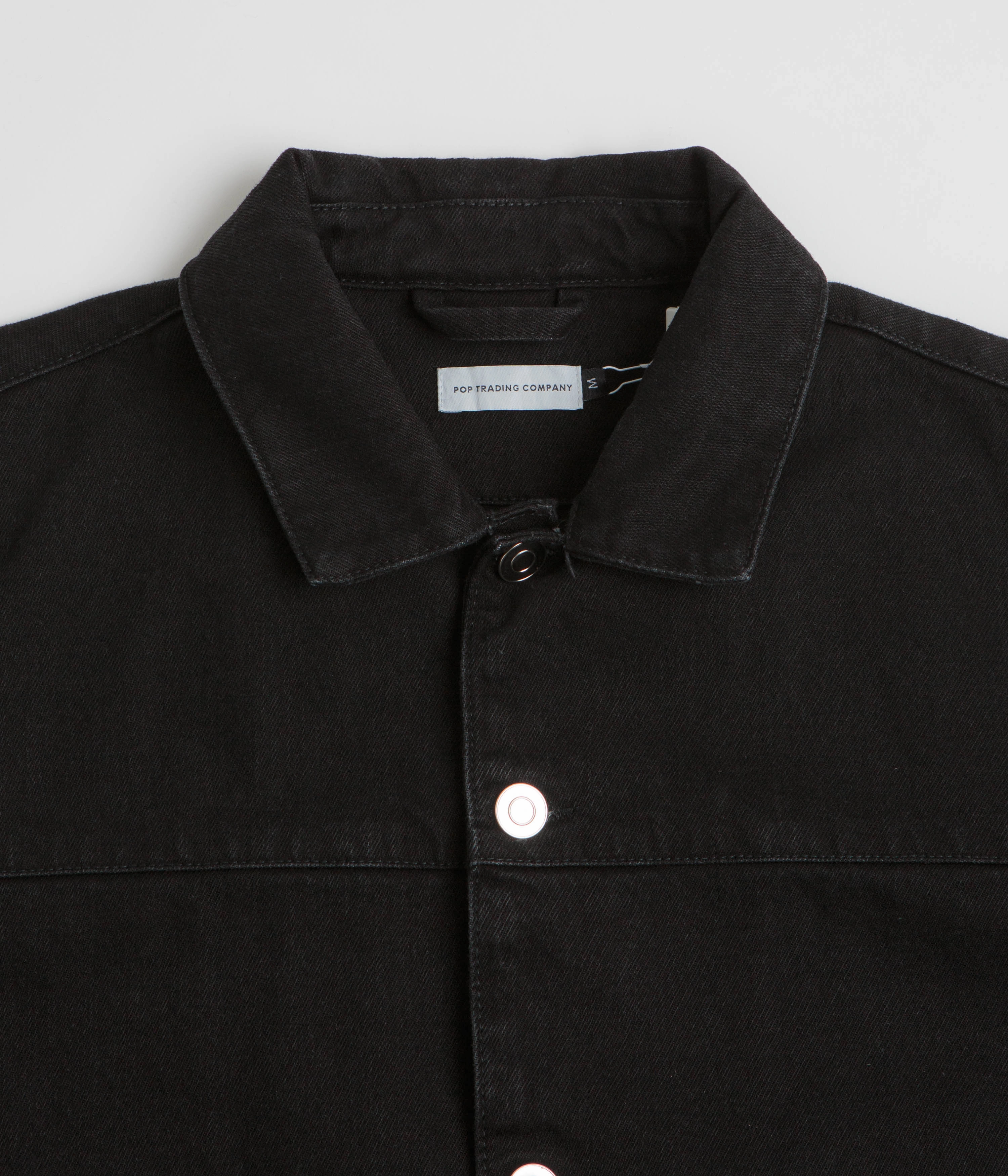 AbrasionResistant Surface Pop Trading Company Full Button Denim Jacket - Rinsed Black