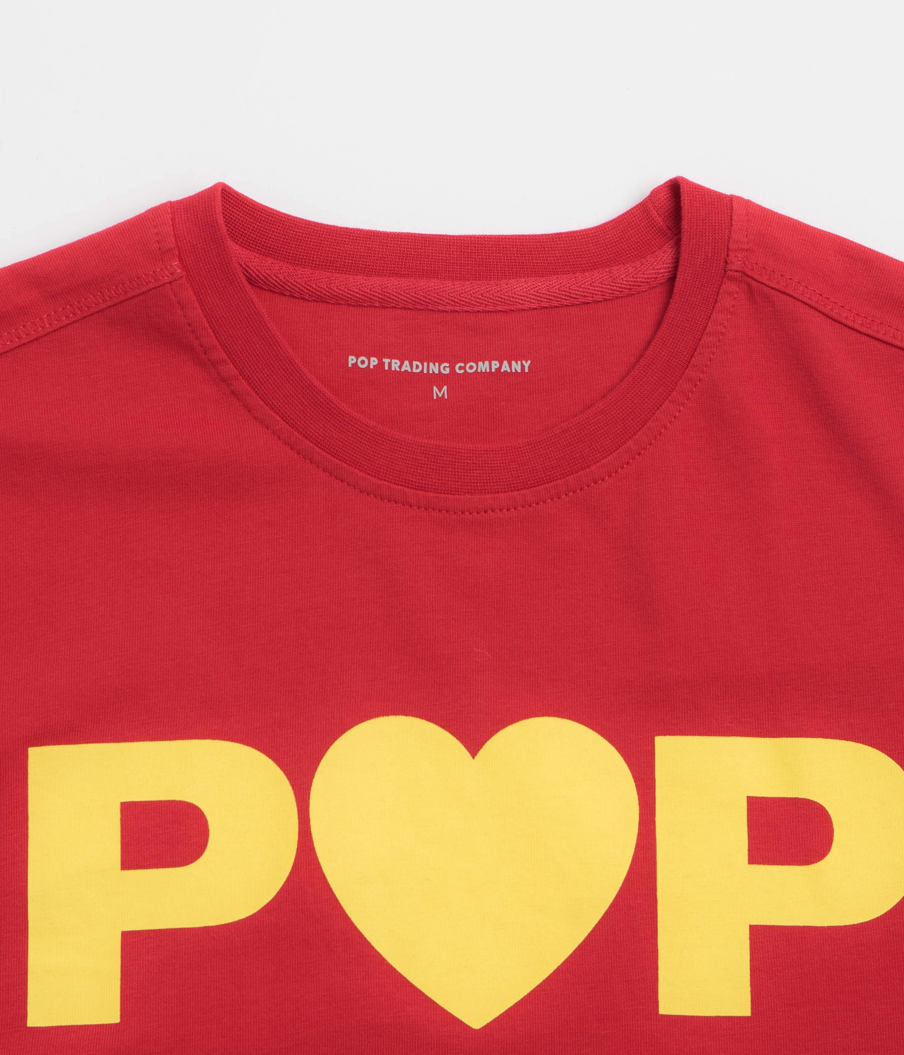 Anti Perspiration Lining Pop Trading Company Hearts T-Shirt - Haute Red