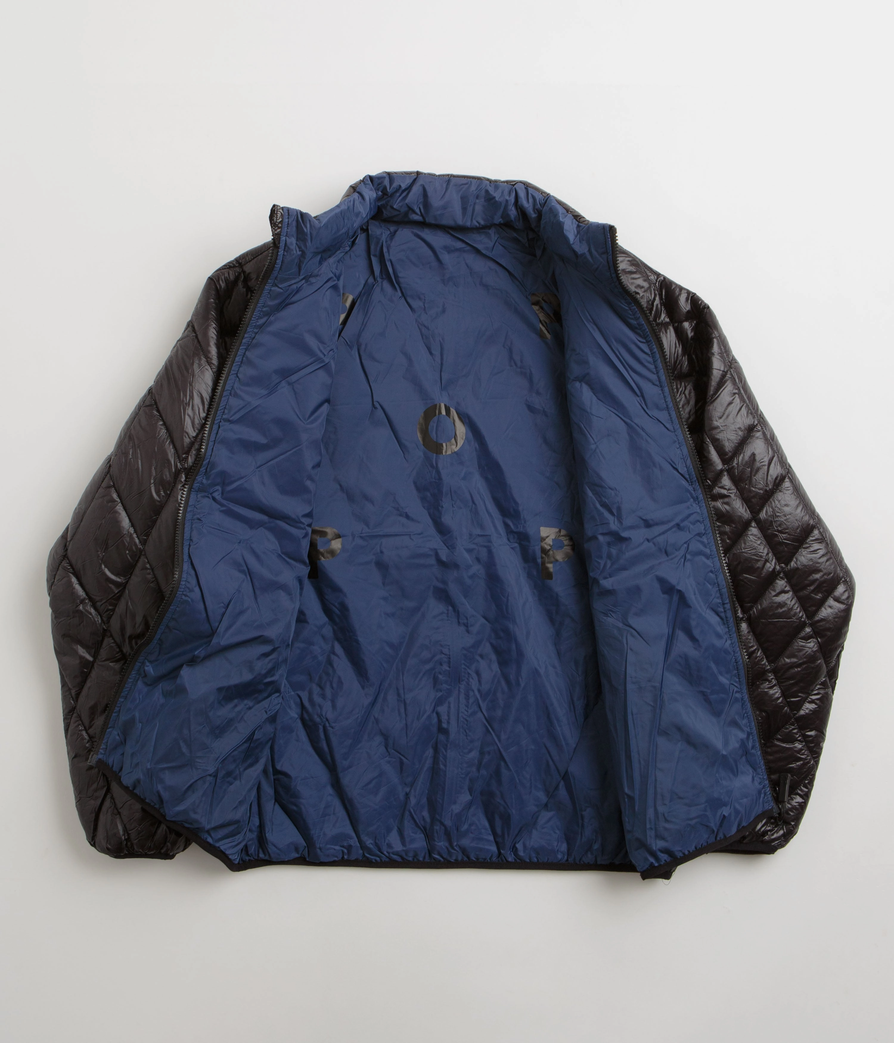 Pop Trading Company Quilted Reversible Jacket - Black Snow Block