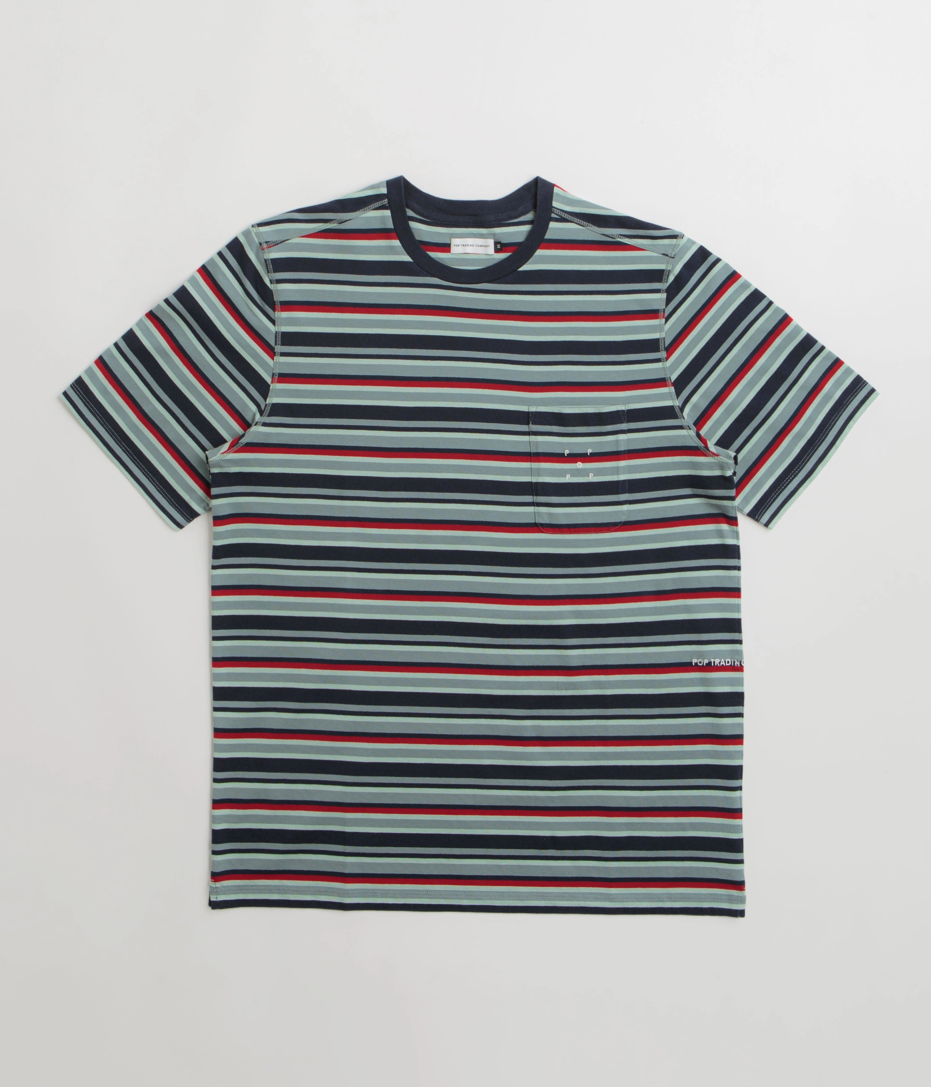 Pop Trading Company Striped Pocket T-Shirt - Multicolour / Red Cozy Comfort Look