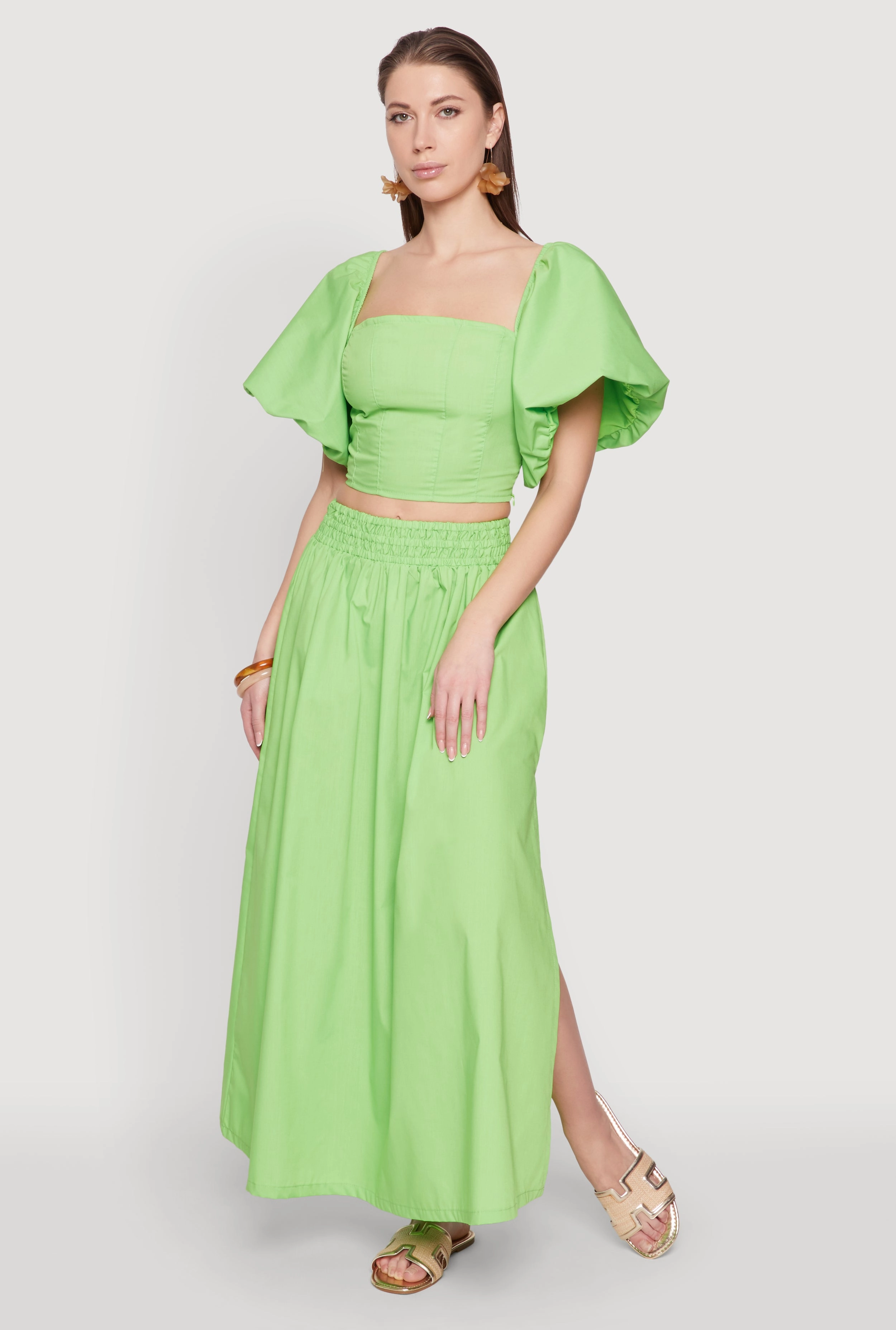 Functional Fashion Structured Shape Poplin Maxi Skirt