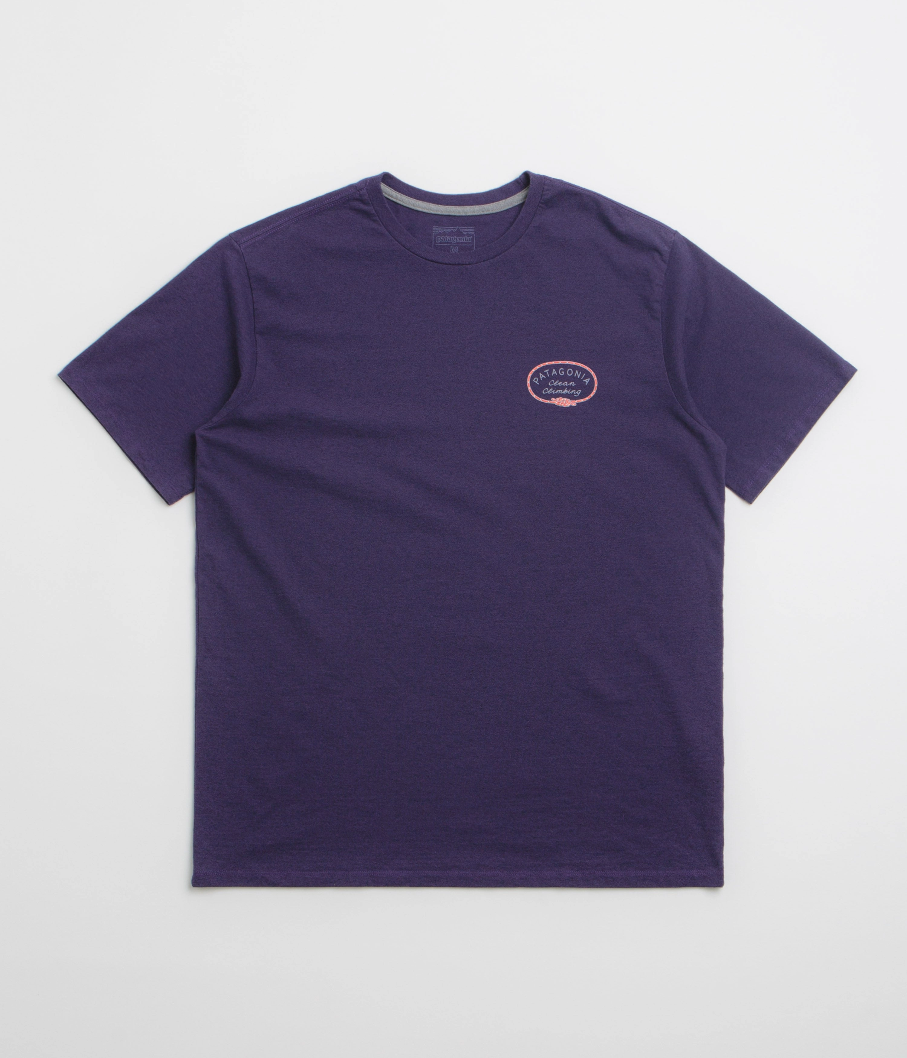 Pocket Reinforcement High Density Knit Patagonia Clean Climb Roots Responsibili-Tee T-Shirt - Plummet Purple