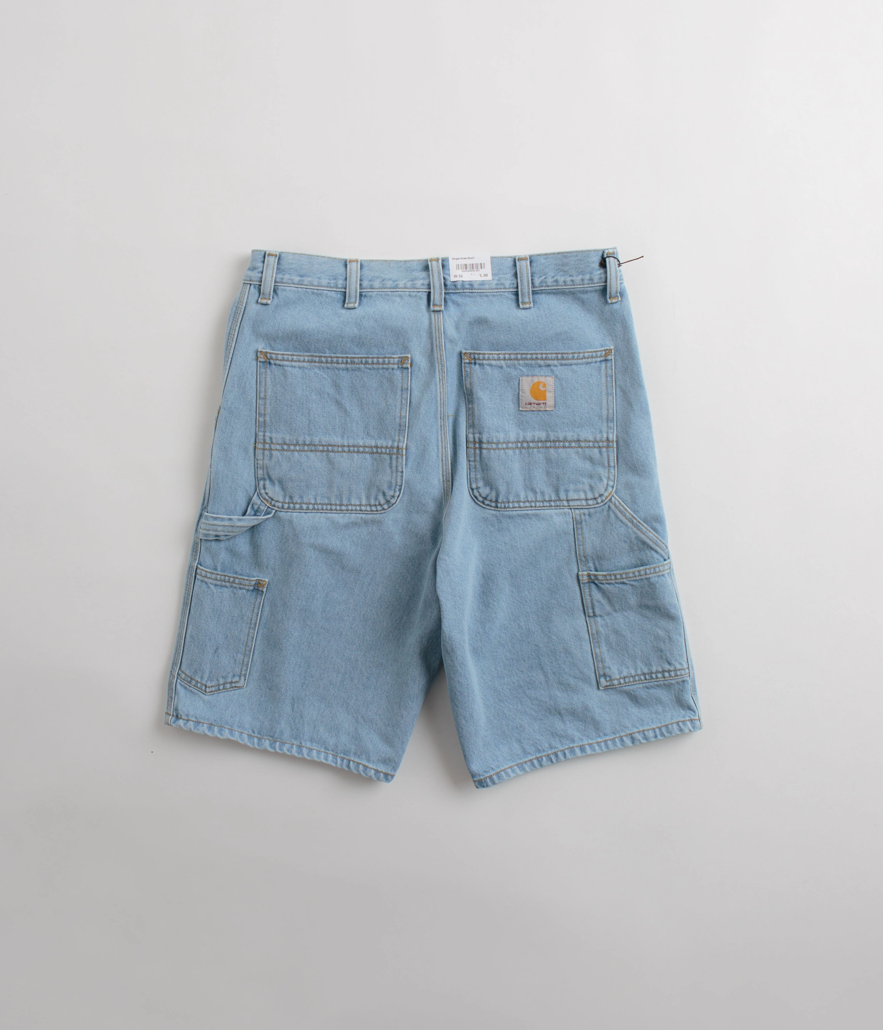 Carhartt Single Knee Shorts - Heavy Stone Bleached Blue Convertible Length swim trunks