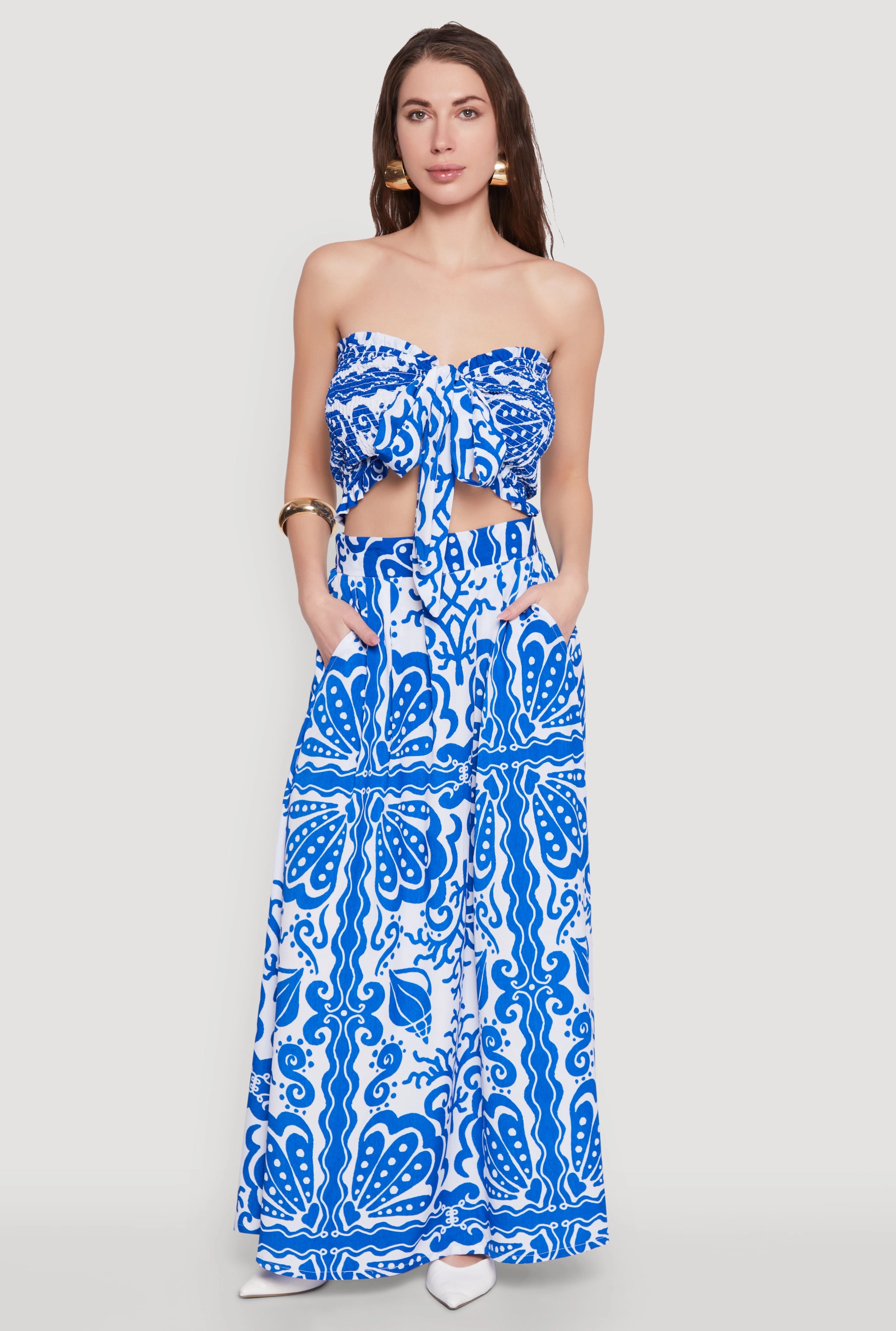 Contemporary Design Printed Pattern Pleated Maxi Skirt
