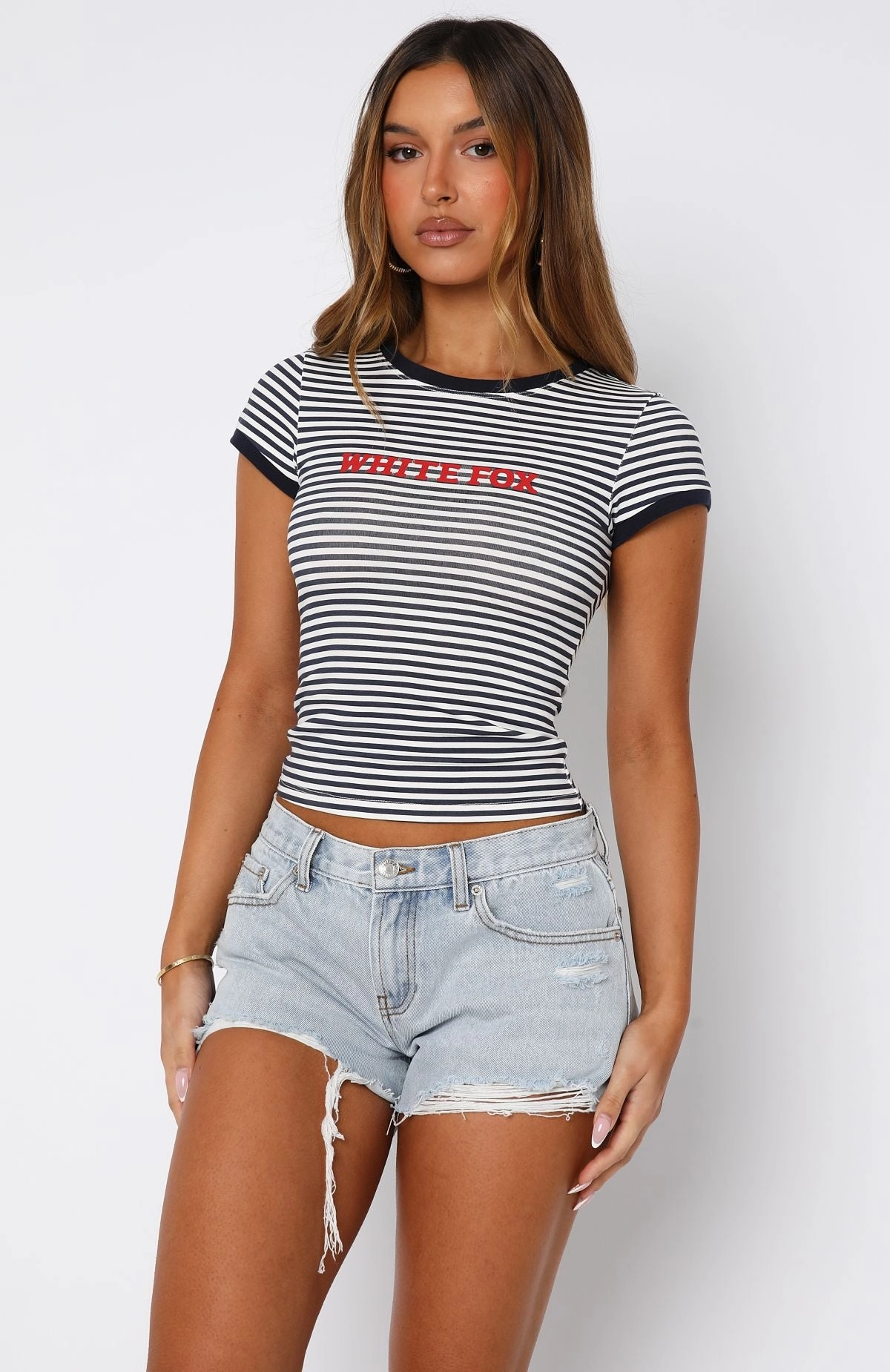 DoubleStitchedSeams Public Attention Distressed Denim Shorts Glacier Blue