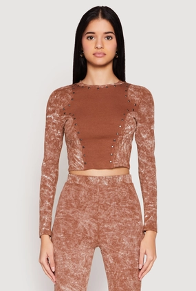 Mineral Wash Studded Crop Top Bus stop