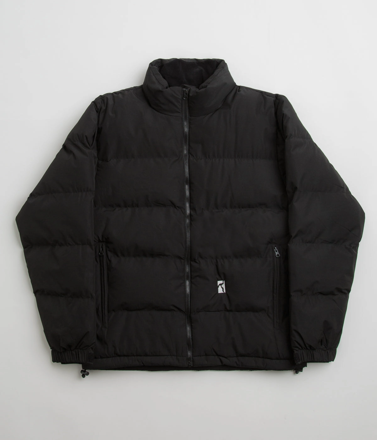 Windproof Cuffs Holiday Trip Poetic Collective Puffer Jacket - Black / White