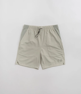 Daily Fit Breathable Stretch Purple Mountain Observatory Blocked Climbing Shorts - Grey Teal