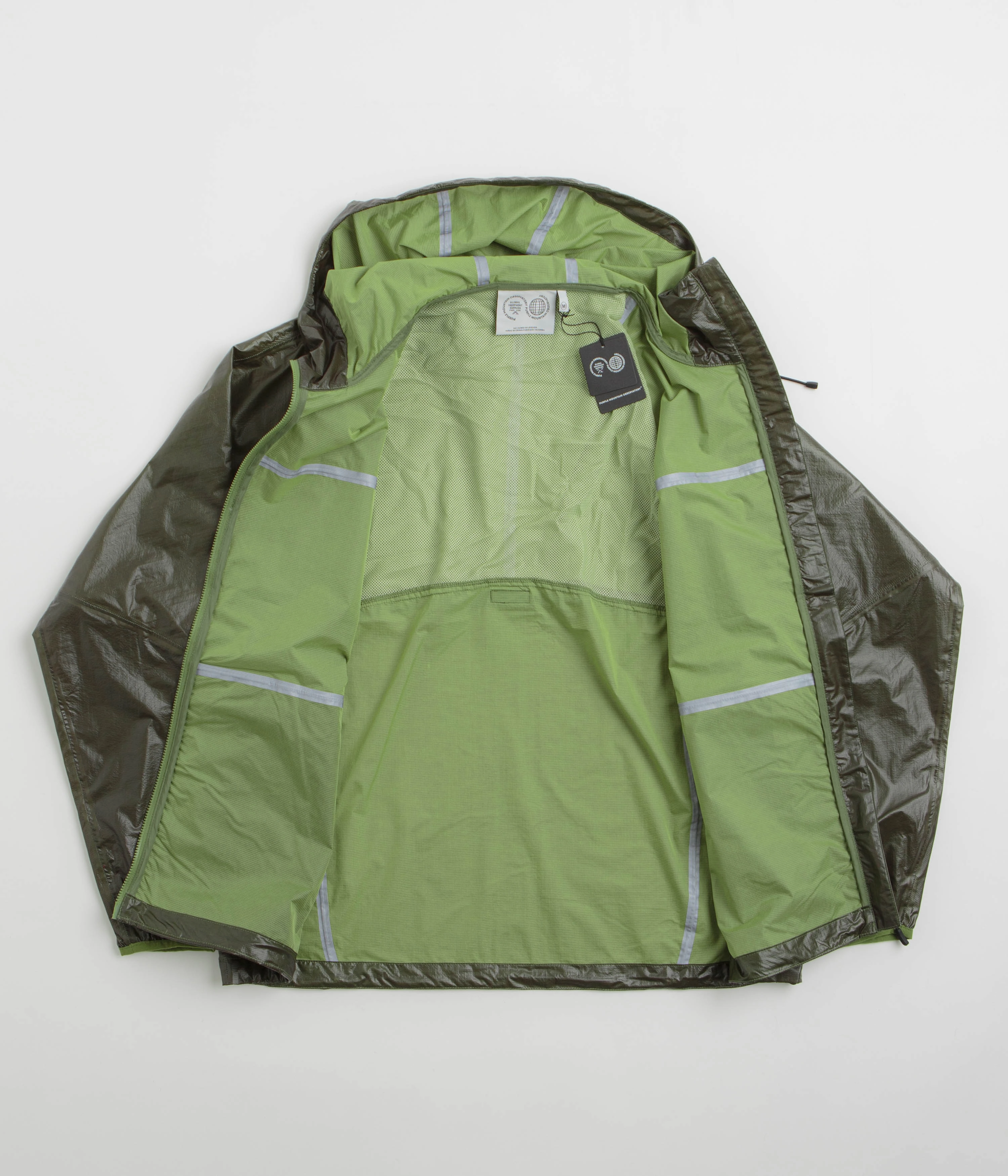 Purple Mountain Observatory Heatreactive Breeze Jacket - Khaki / Lime Secure Chest Pocket Travel Layer