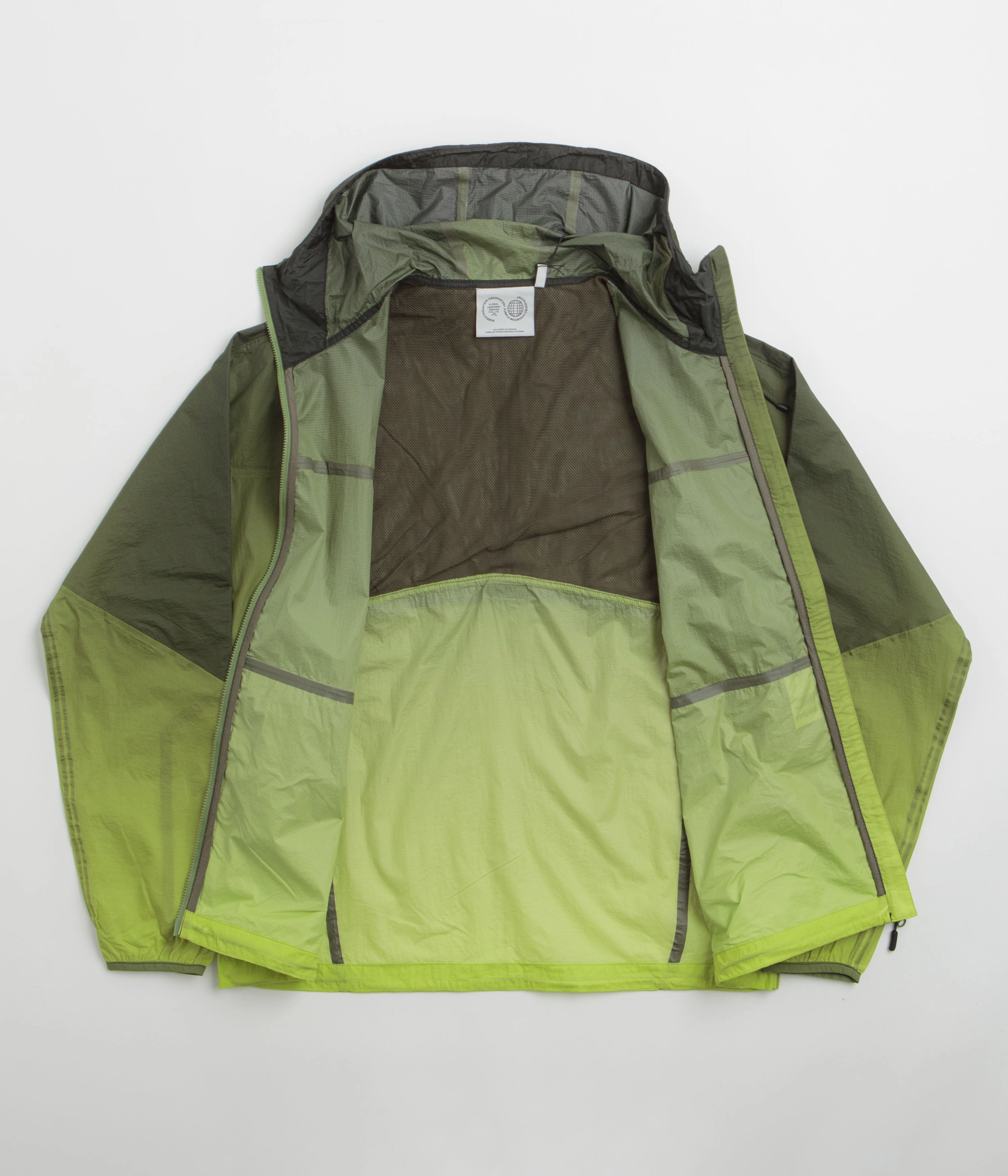 Purple Mountain Observatory Ombre Print Breeze Jacket - Lime / Black Flexible Hood Design