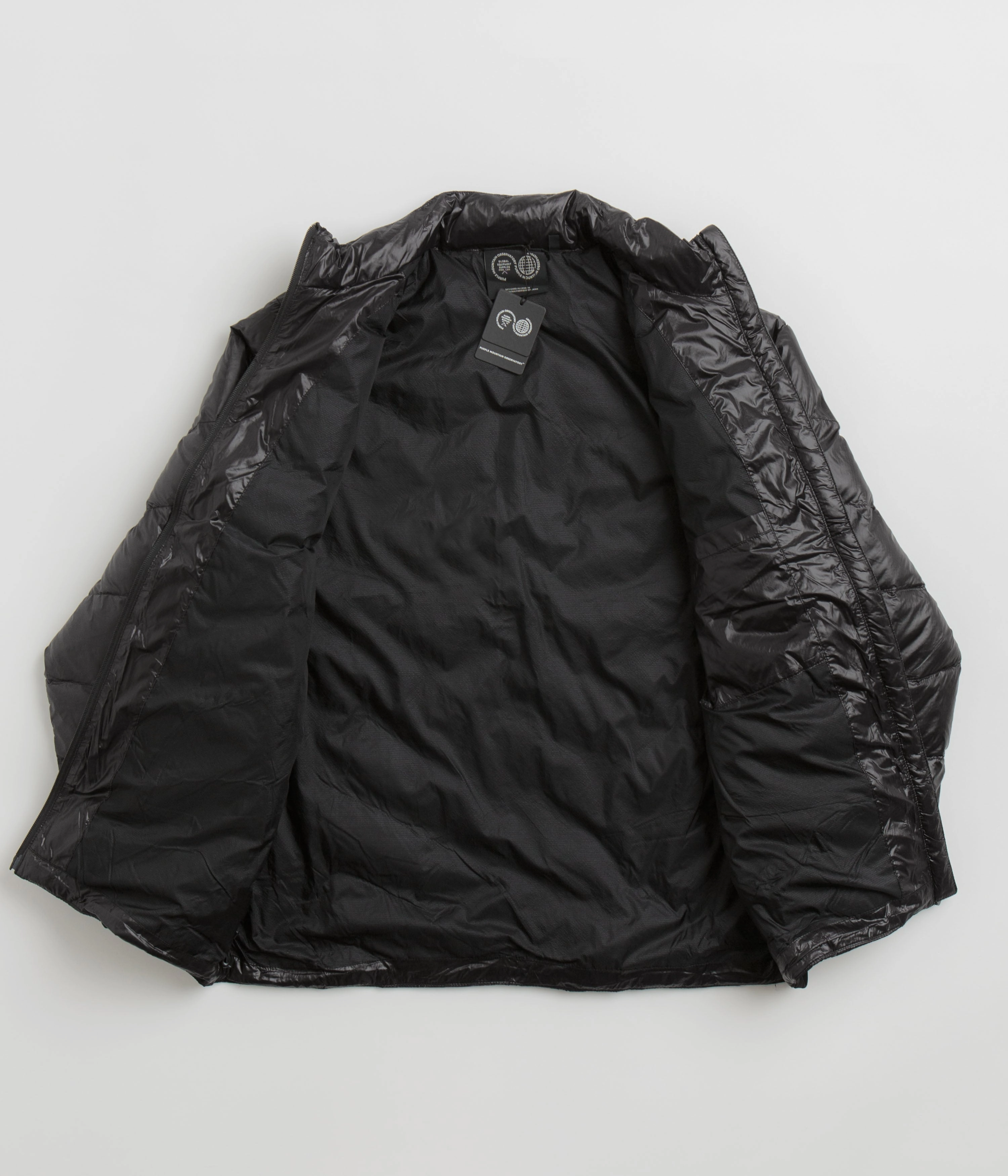 Purple Mountain Observatory Waves Light Puffer Jacket - Black Packable Technology Snap Closure System