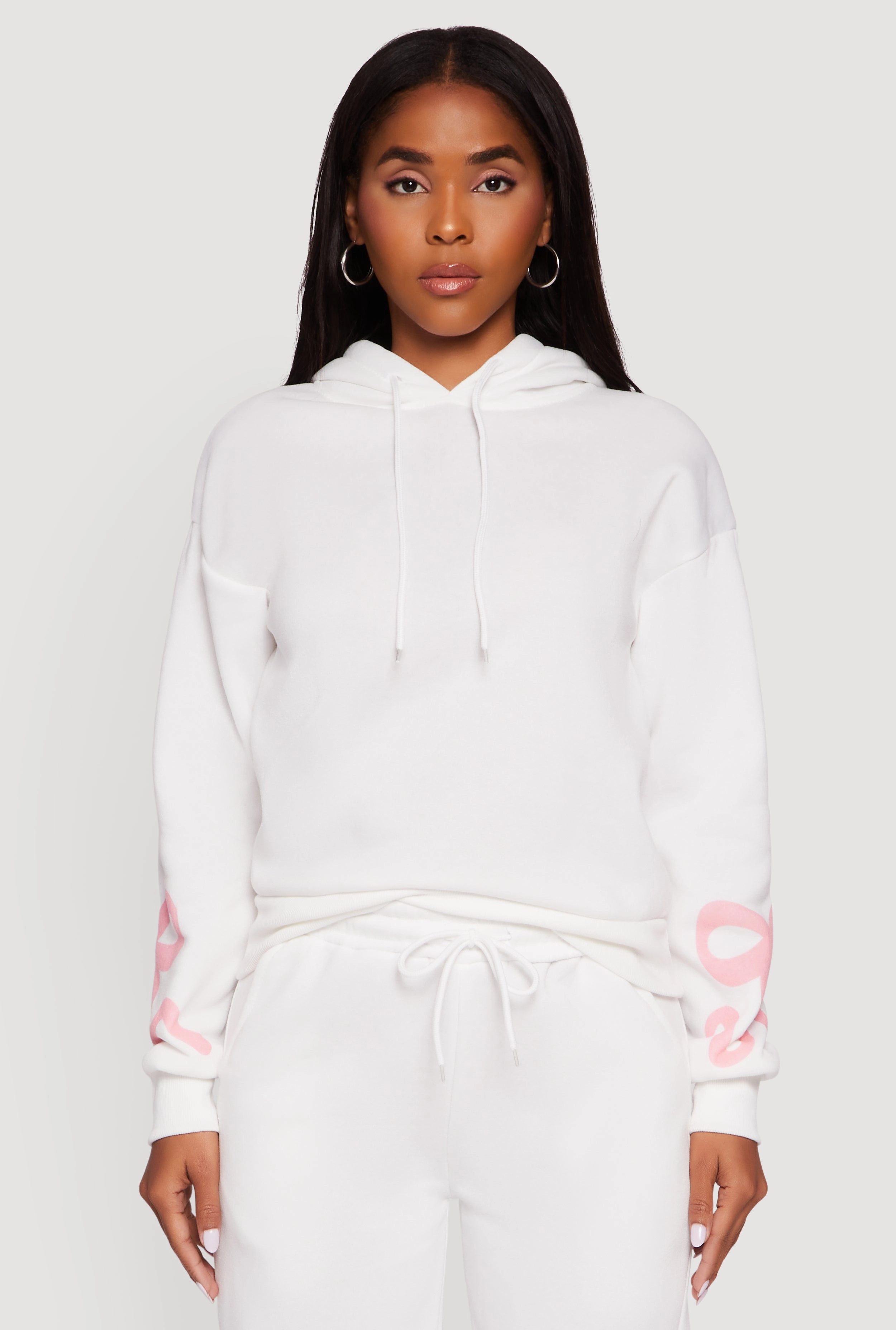 Bow Graphic Pullover Drawstring Hooded Sweatshirt polka dot style
