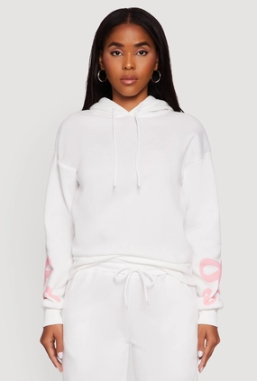 Bow Graphic Pullover Drawstring Hooded Sweatshirt polka dot style