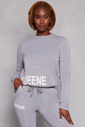 Queene Puff Print Fleece Lined Sweatshirt Edgy driving