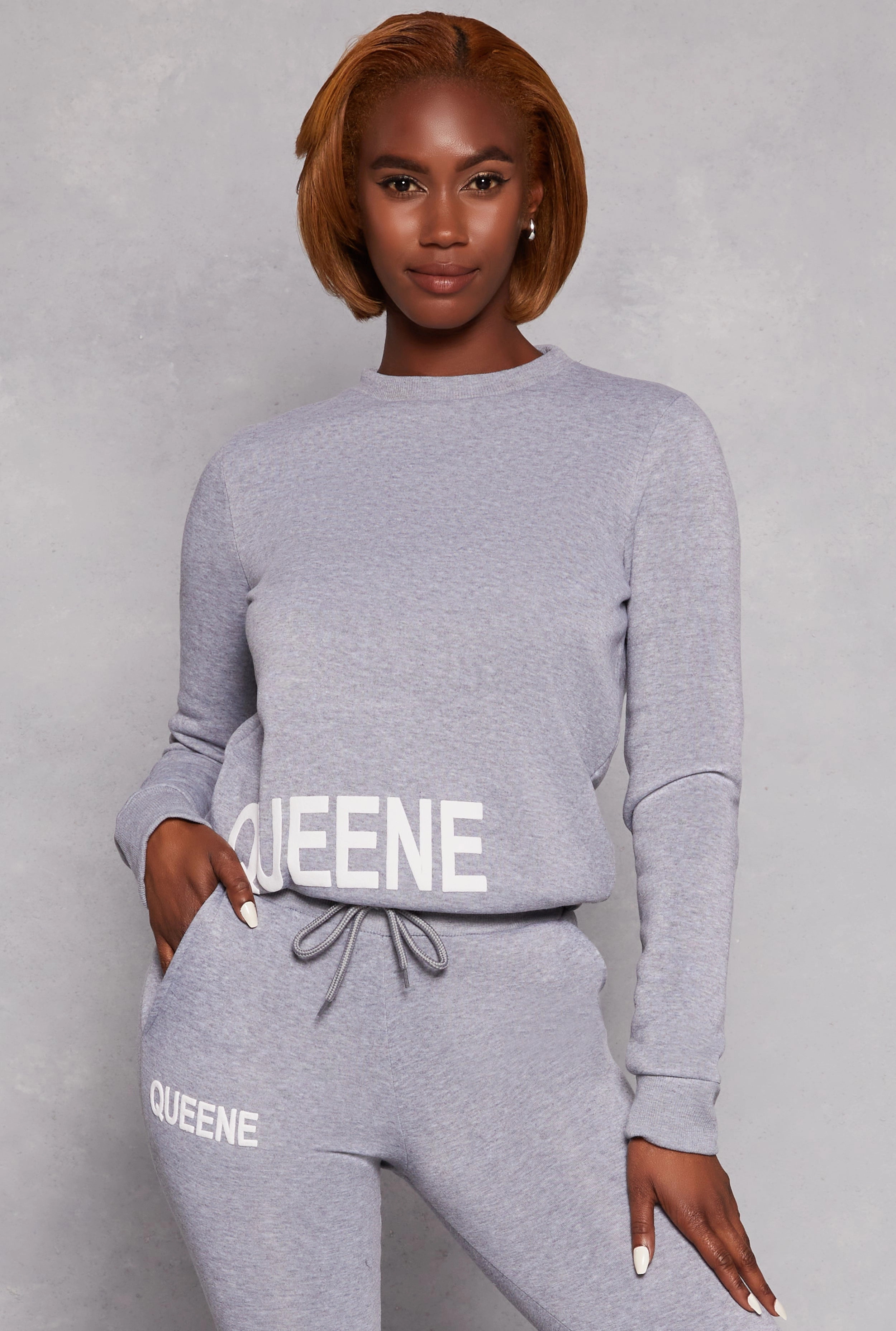 Queene Puff Print Fleece Lined Sweatshirt Edgy driving