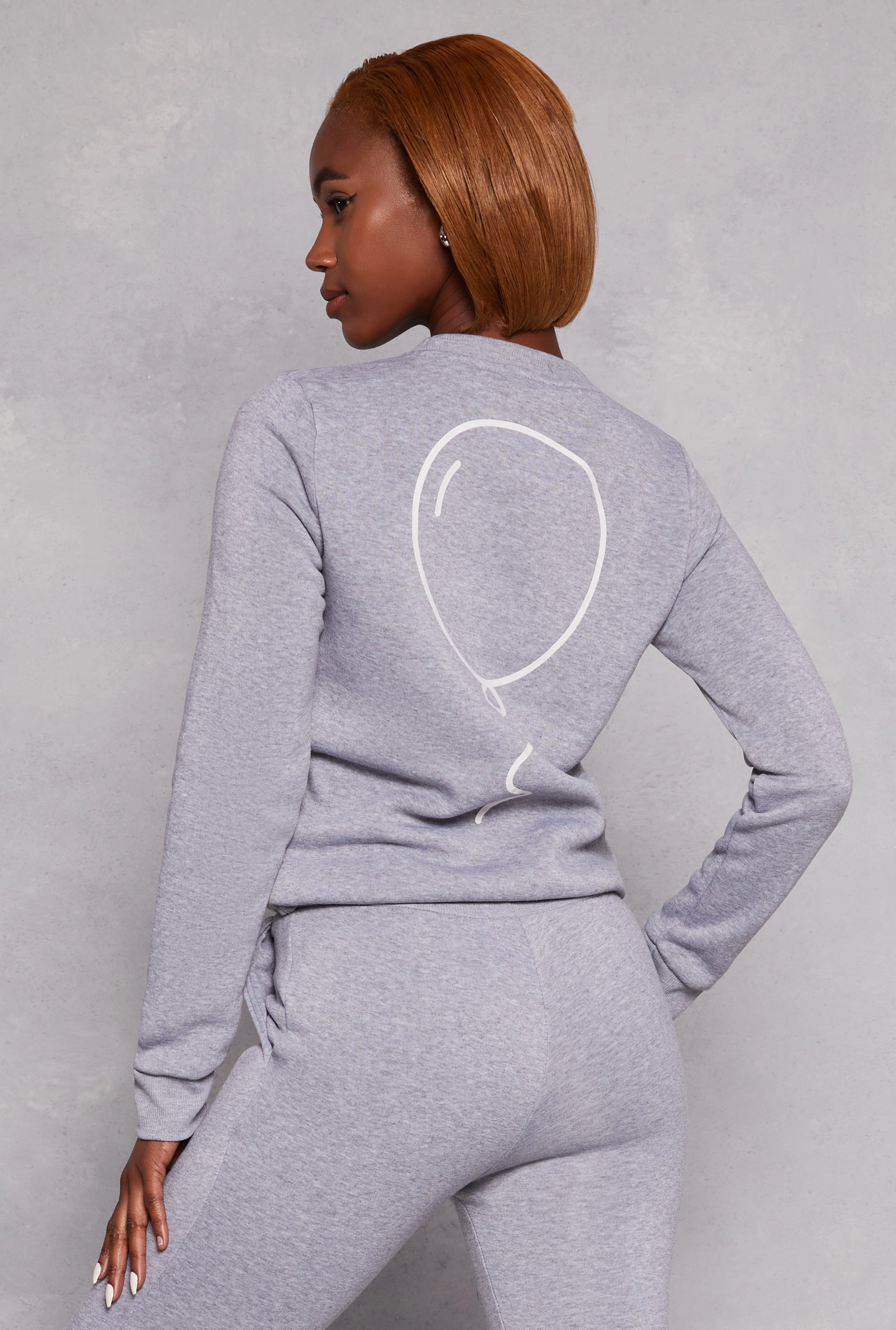 Queene Puff Print Fleece Lined Sweatshirt Synthetic