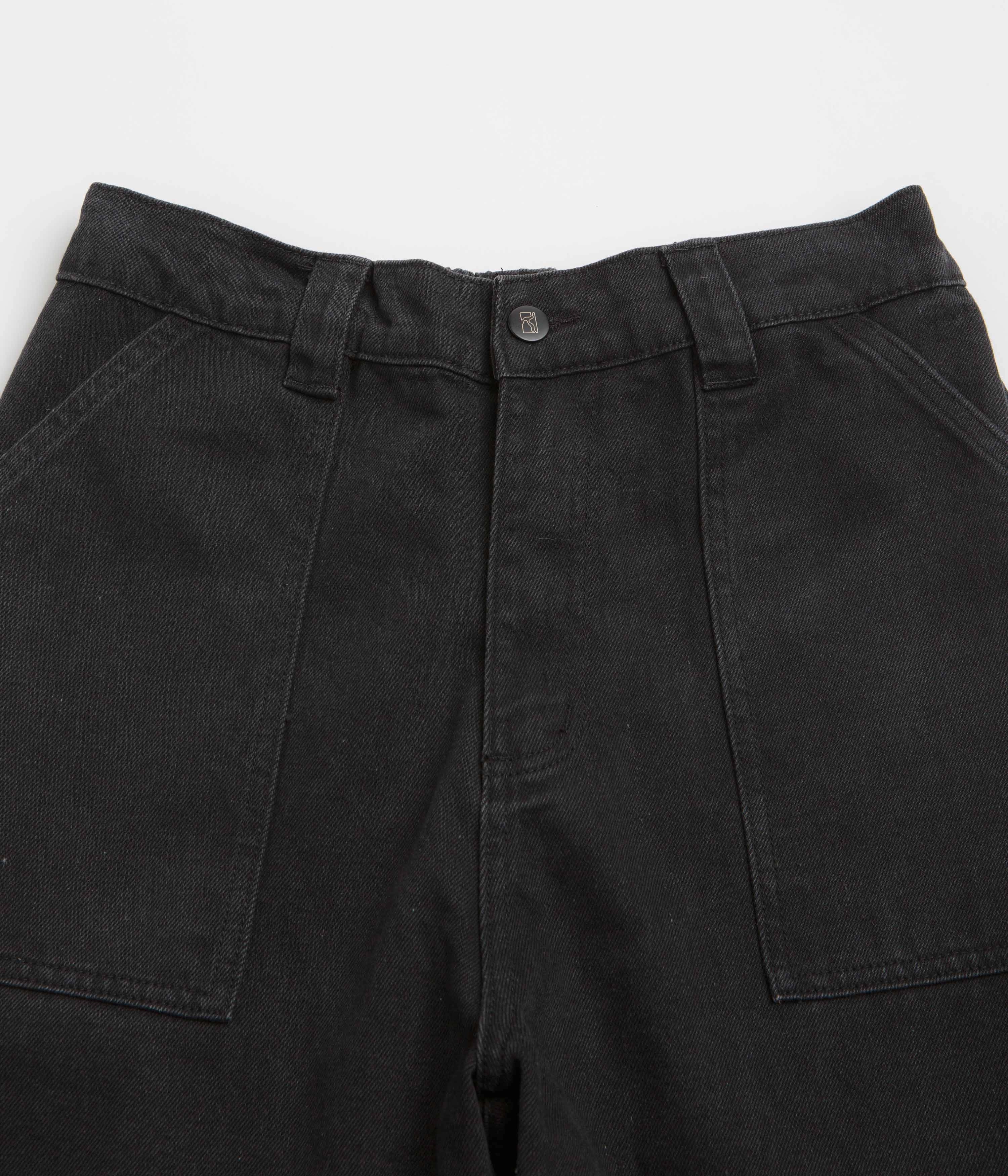 Simple Silhouette Easy Access Poetic Collective Painter Pants - Black Denim