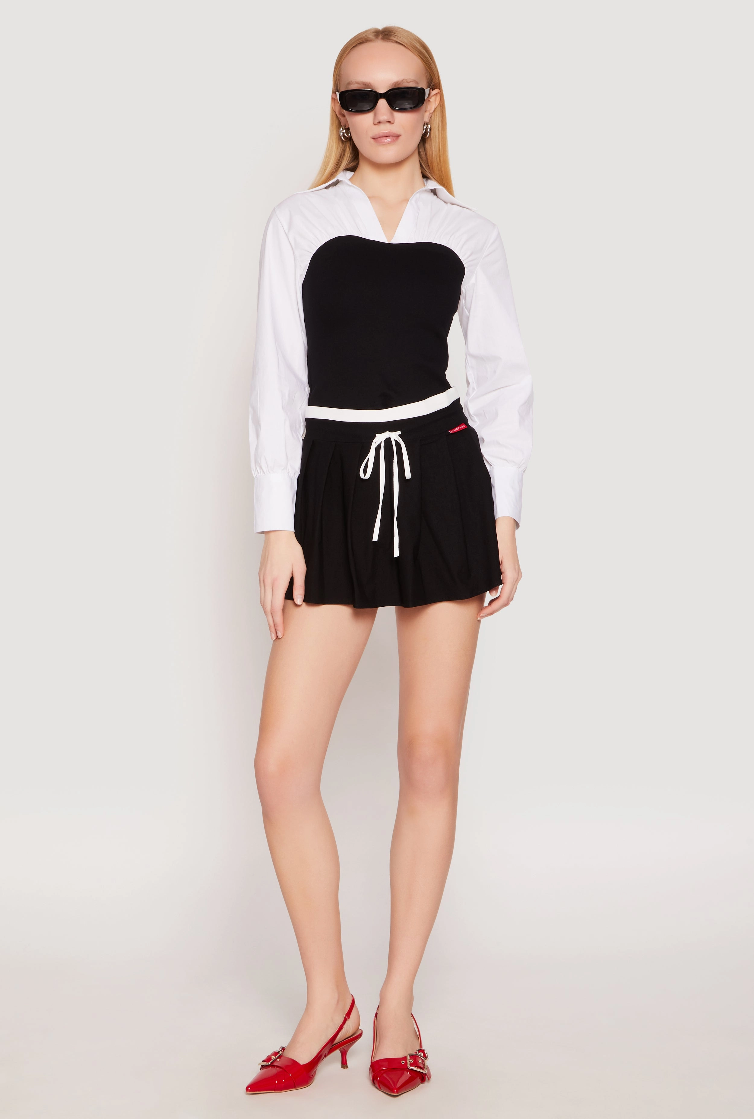 Two Tone Long Sleeve Corset Top Odor Resistant Allergy free