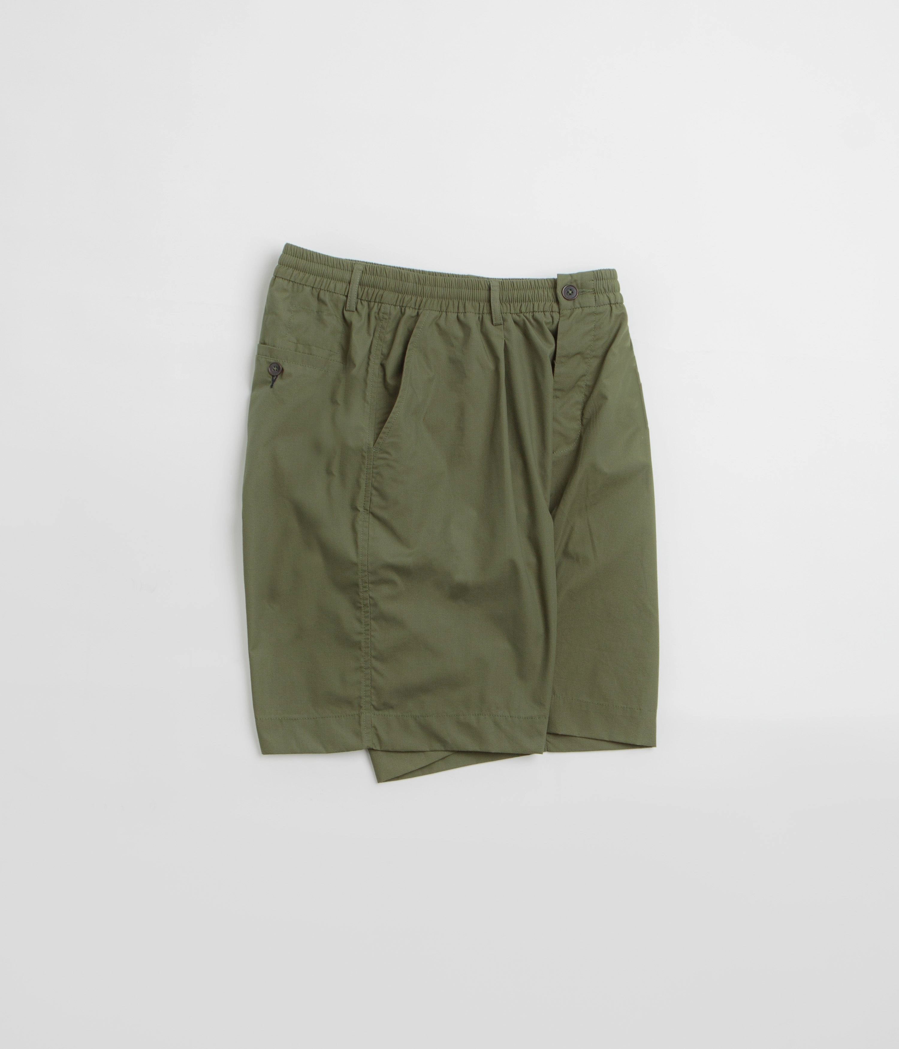 Universal Works Pleated Track Shorts - Olive Stylish Look Quick Access