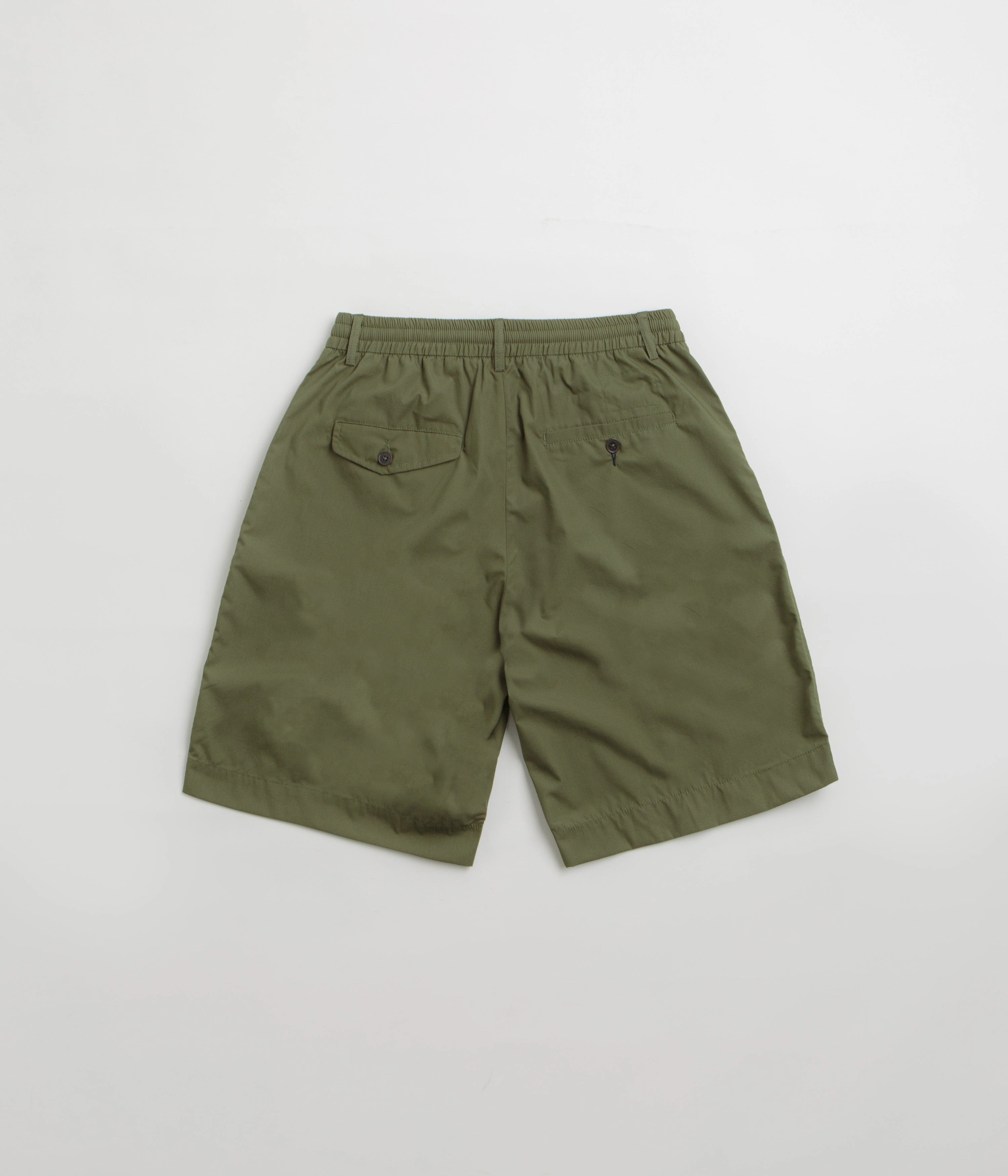 Universal Works Pleated Track Shorts - Olive Glide On Mobility Cut