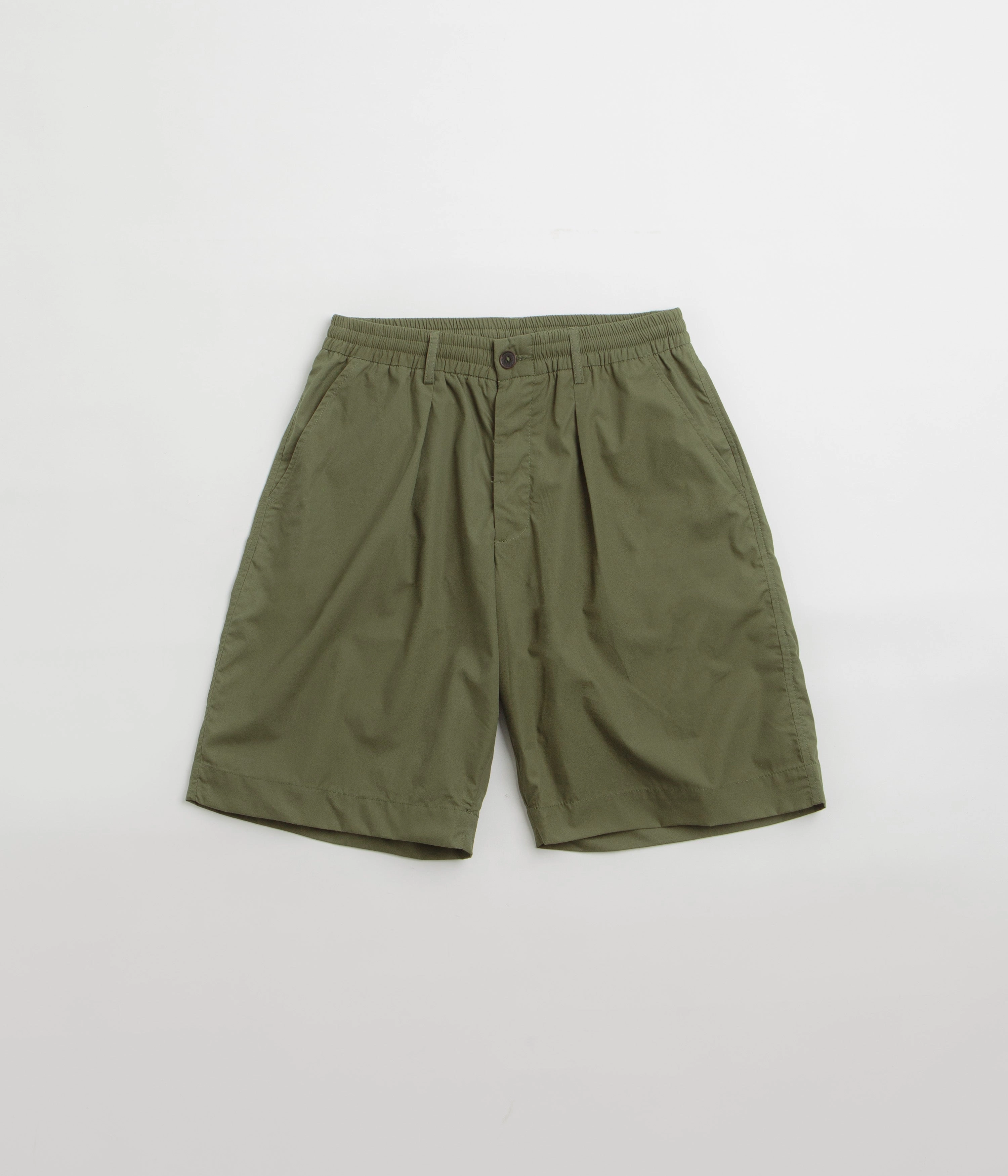 Sporty Flex Universal Works Pleated Track Shorts - Olive