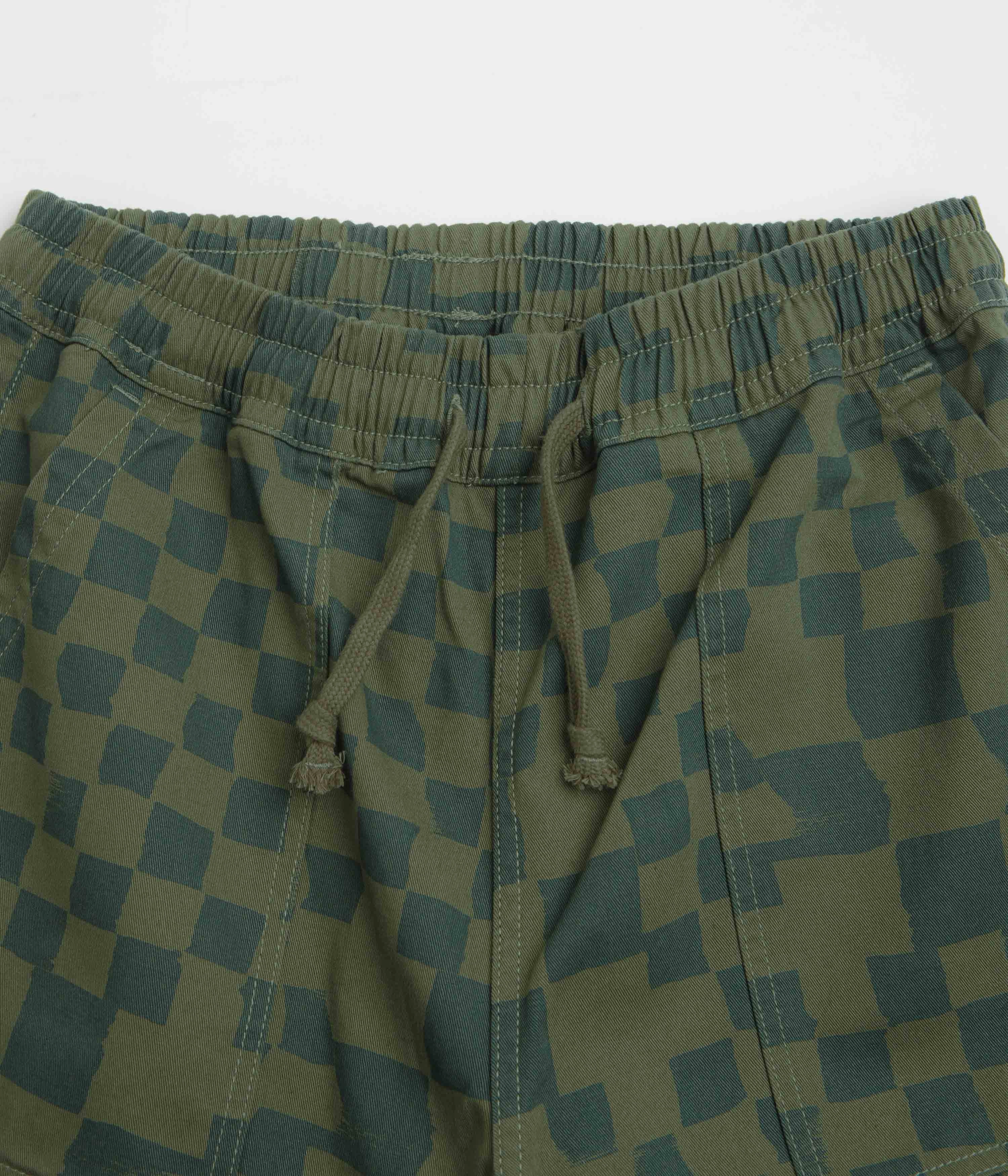 Service Works Printed Chef Shorts - Olive Checker Moisture Controlled Lining