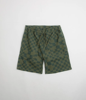 Casual Vibe Service Works Printed Chef Shorts - Olive Checker
