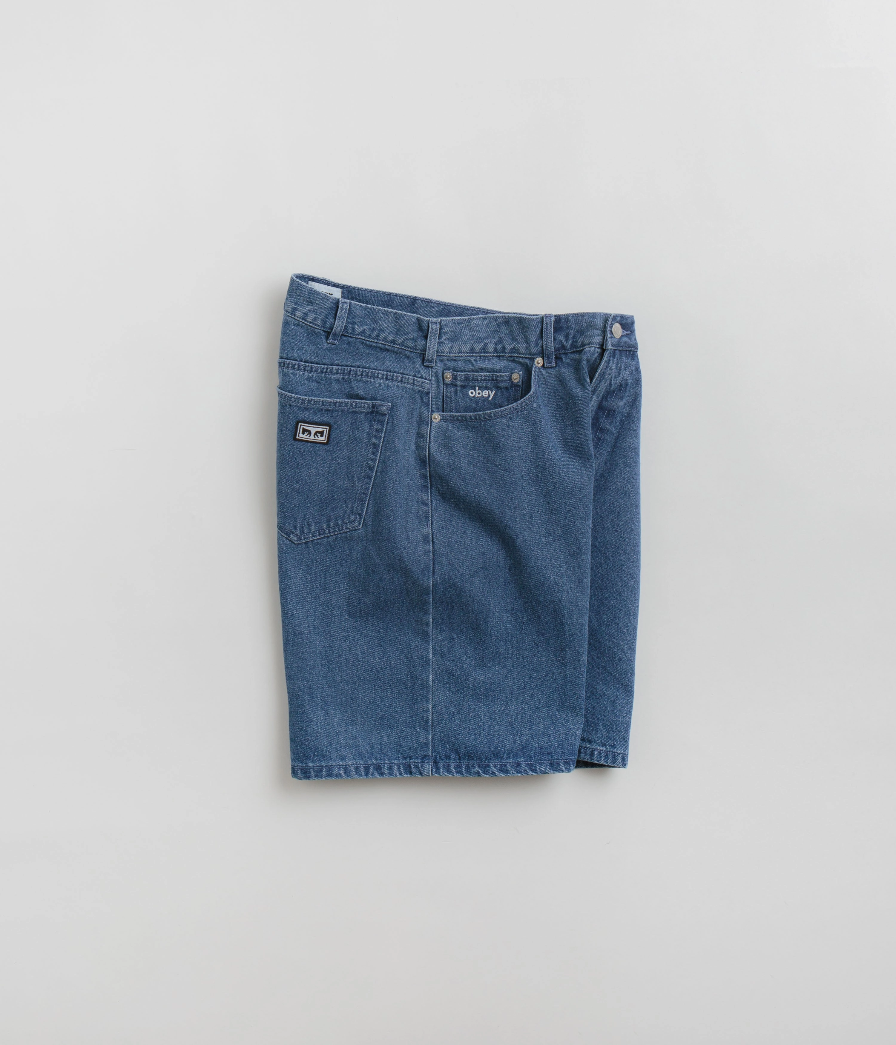 cardigan Urban Fashion Obey Bigwig Baggy Denim Shorts - Light Indigo