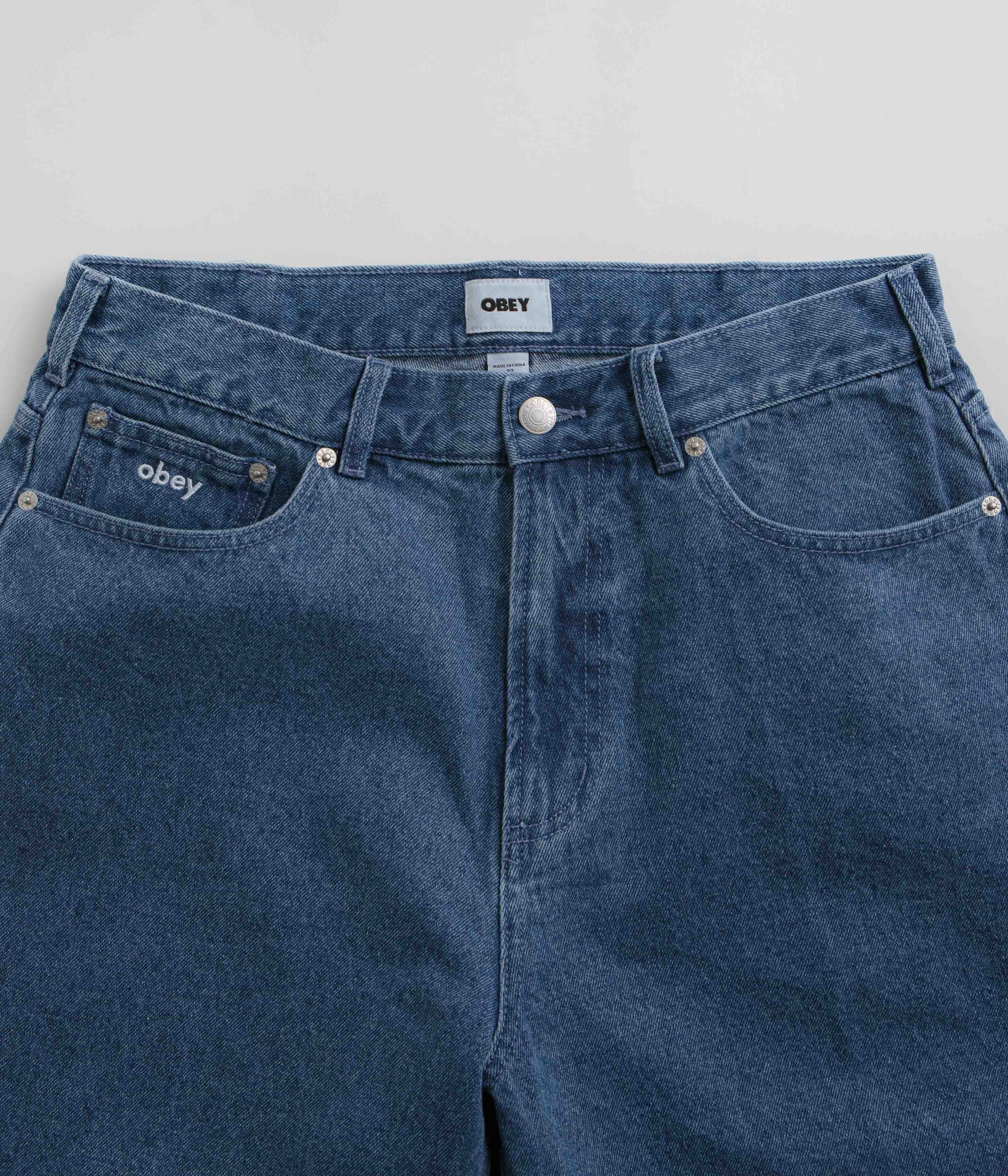 Obey Bigwig Baggy Denim Shorts - Light Indigo Clean Feel