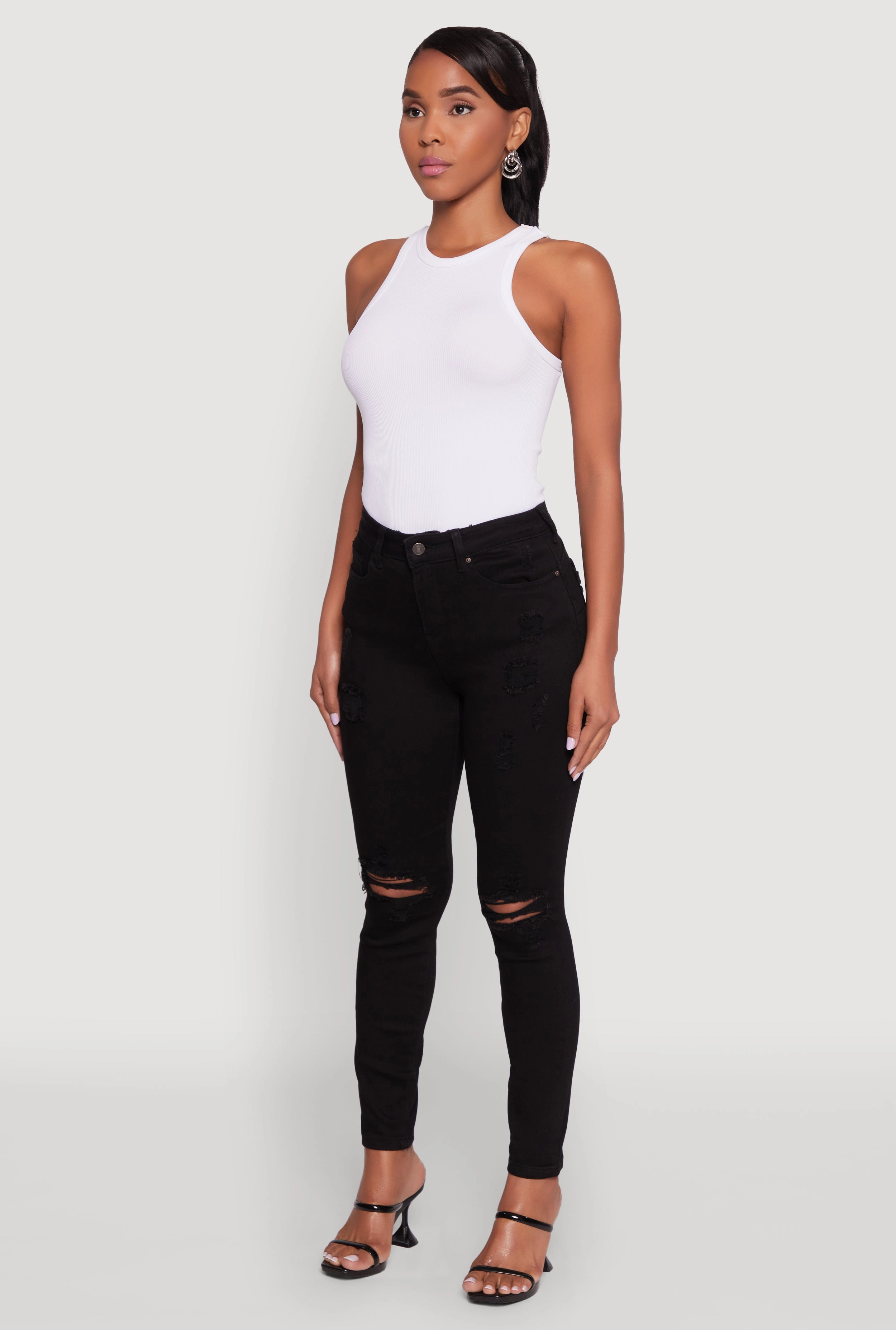 WAX Distressed Skinny Jeans Stain Release Finish