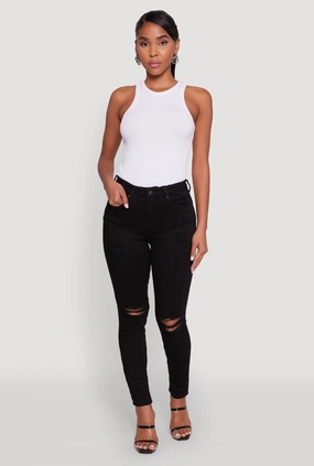 Minimalist Pocket Layout Weekend Style WAX Distressed Skinny Jeans