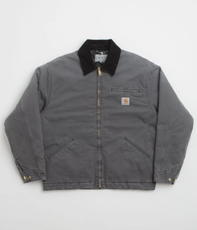 Warm Layer Option Carhartt OG Detroit Jacket - Graphite / Black Stone Canvas