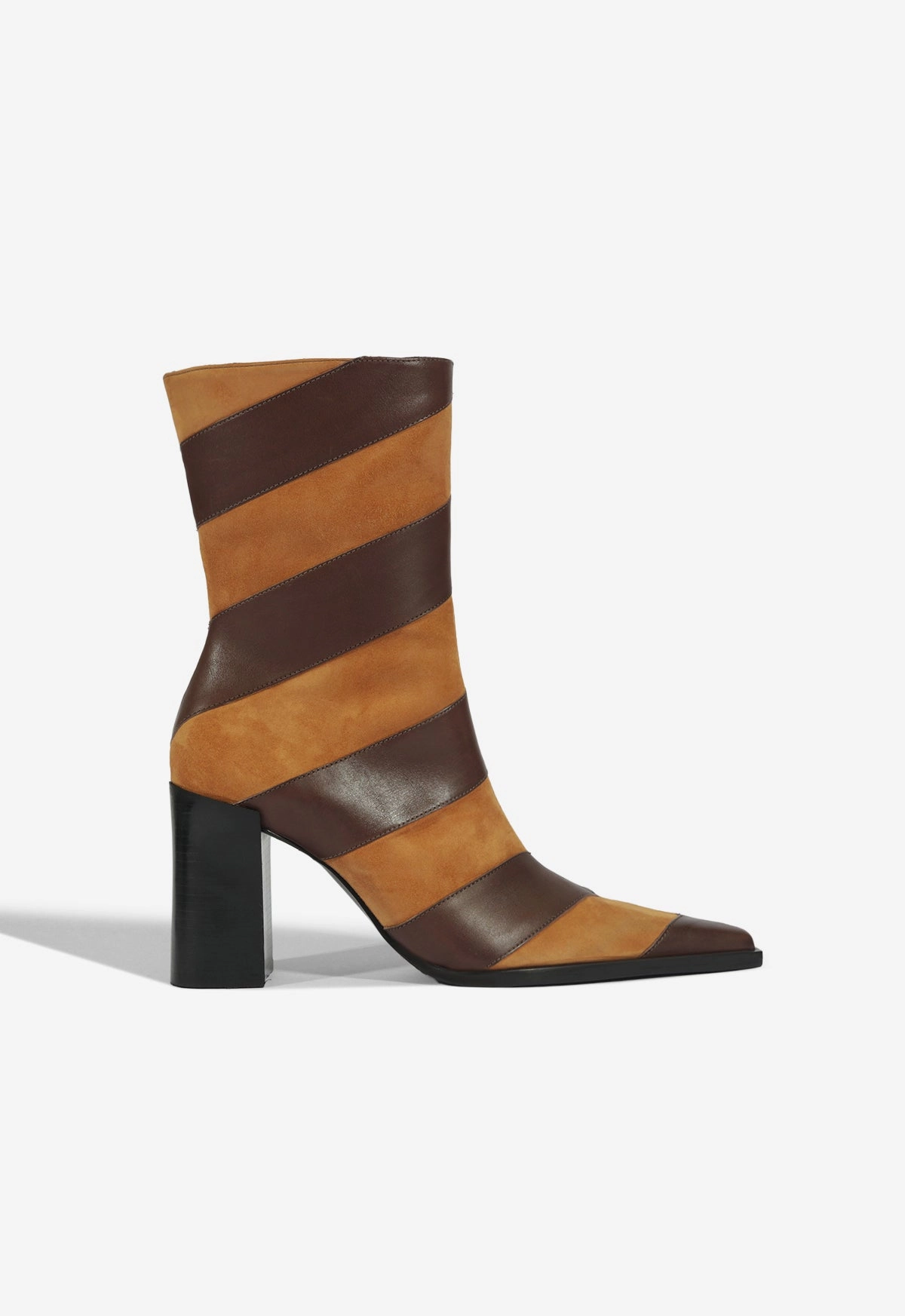Raffaela Chevron Leather Boot Vintage Pumps Block Heel