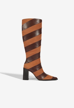 Raffaela Up Chevron Leather Boot Anti Abrasion