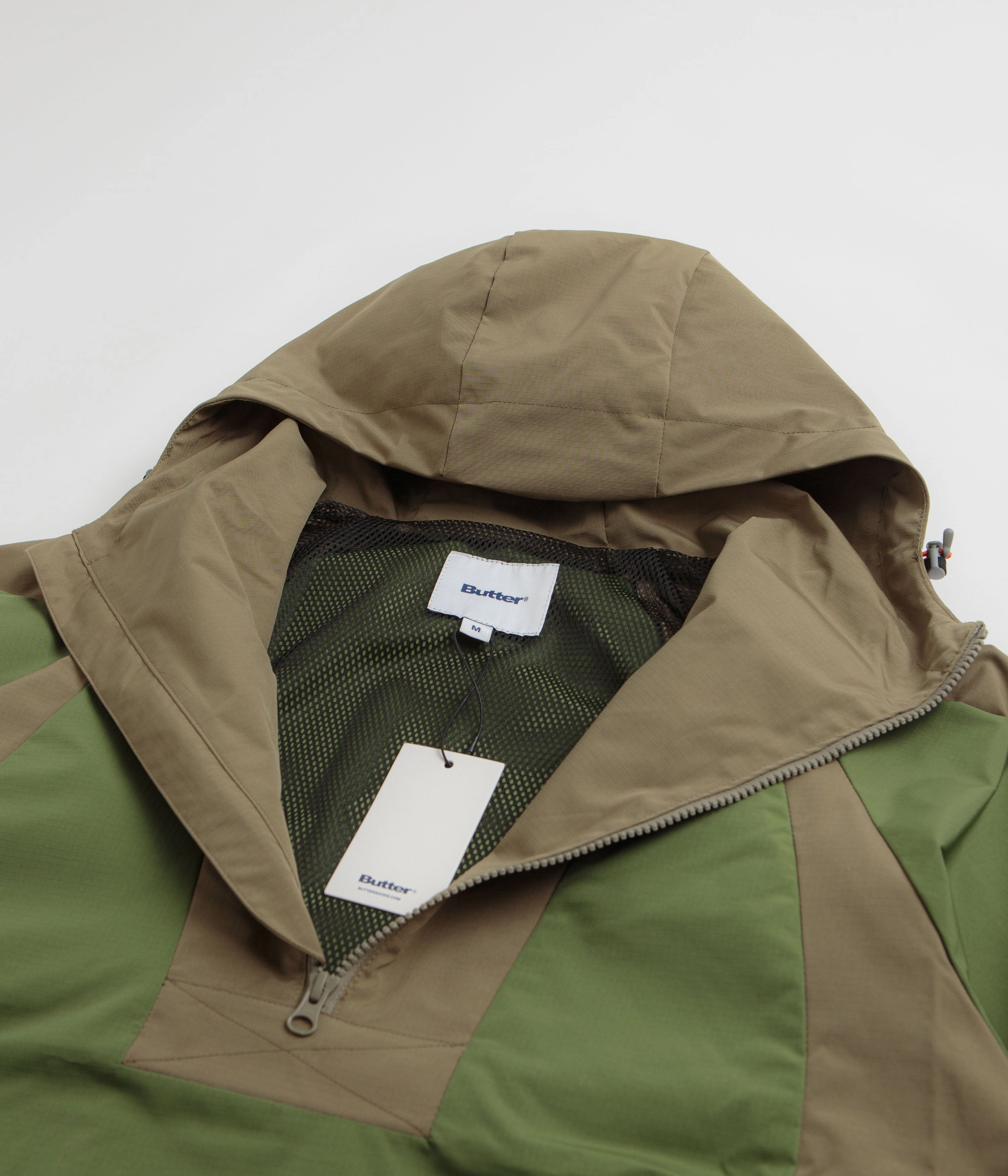 Butter Goods Contour Anorak Jacket - Sage / Stone TemperatureRegulating Fabric