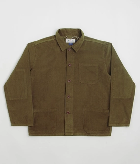 Uskees 3001 Cord Buttoned Overshirt - Woodland Green Minimal Aesthetic