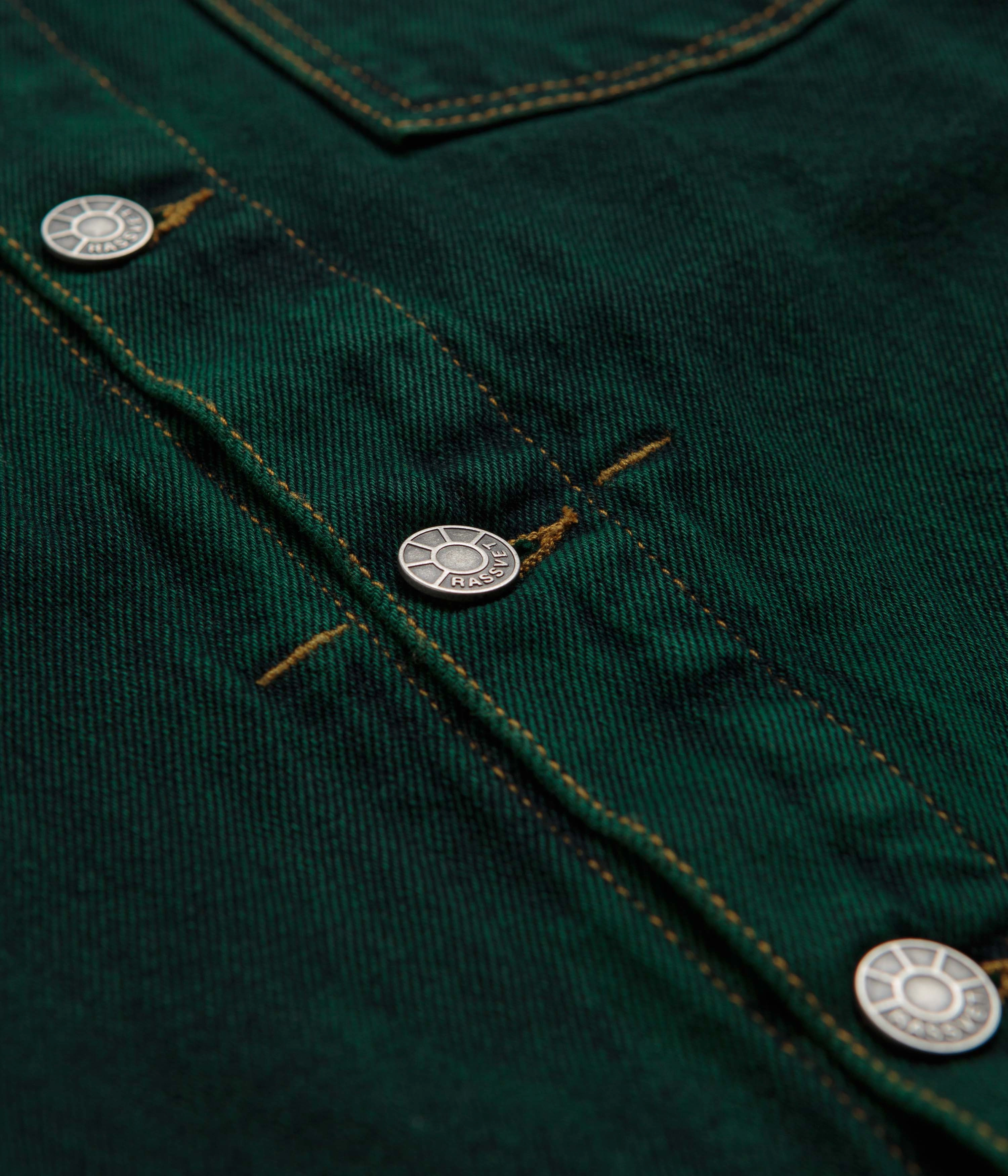 Eco Friendly Recycled Material Practical Everyday Fit Rassvet Lined Denim Jacket - Green