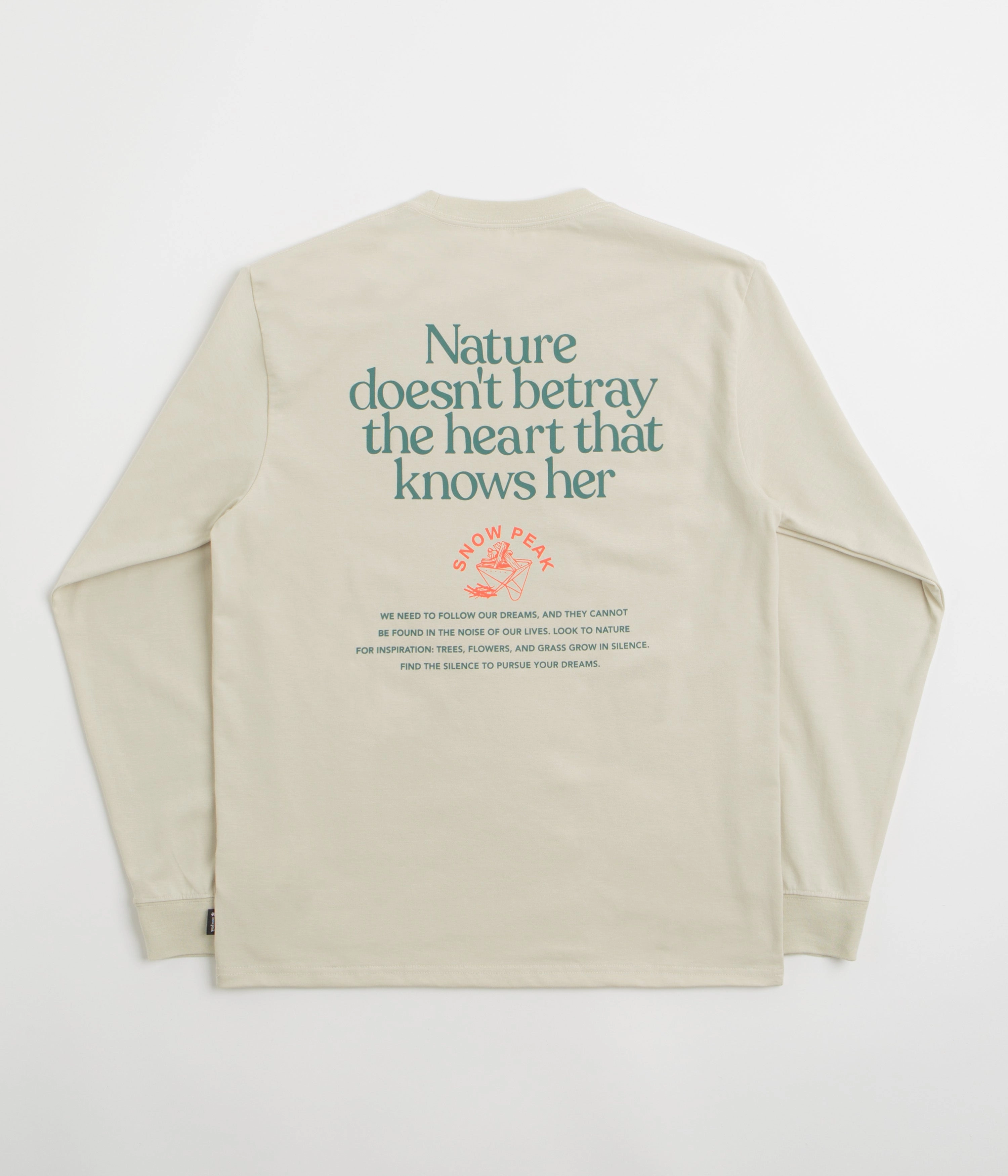 Relaxed fit style Snow Peak Living With Nature Long Sleeve T-Shirt - Ivory