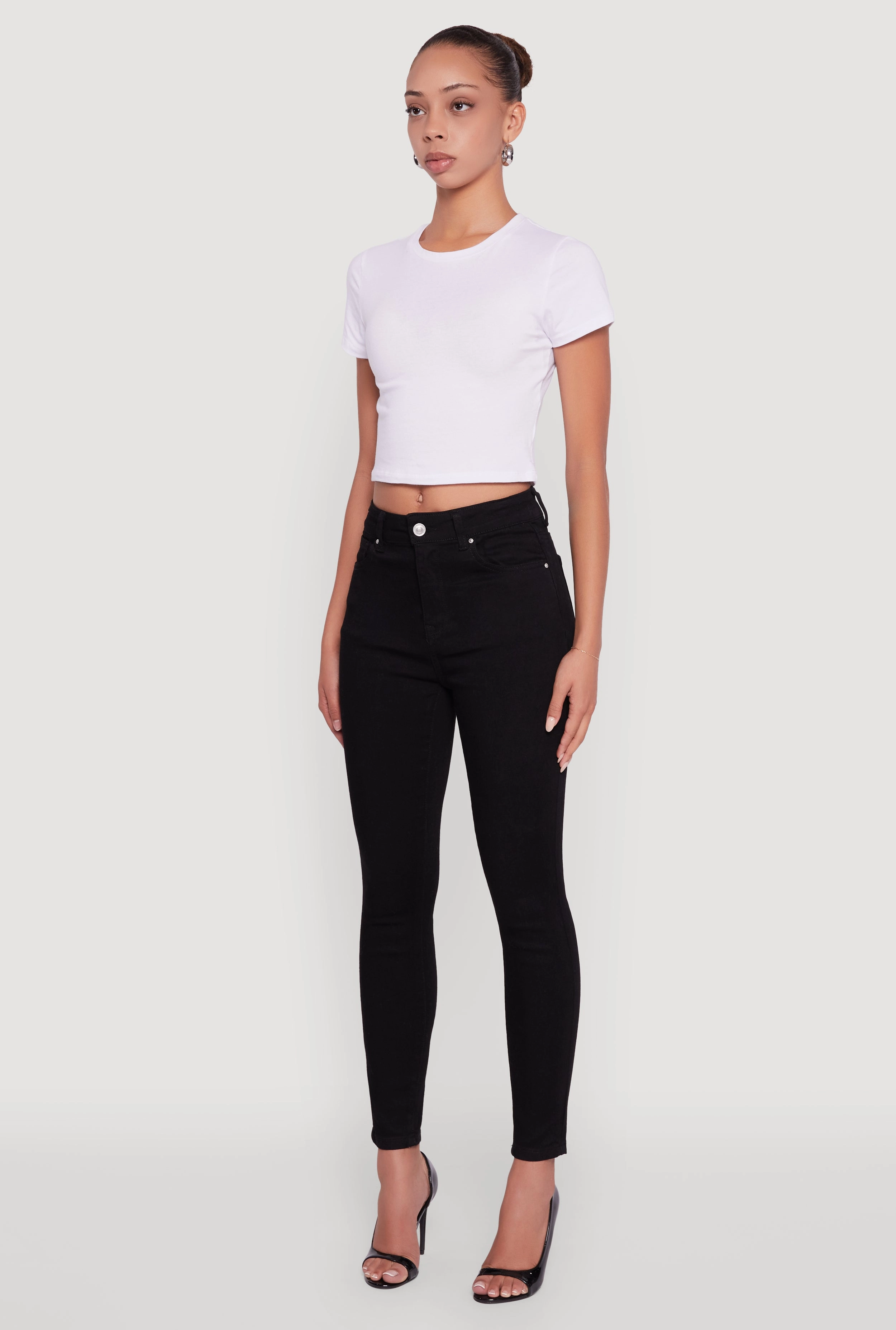 WAX High Rise Solid Cropped Skinny Jeans Easy Pair Winter Warmth Sustainable