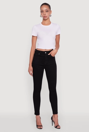 Casual Musthave Modern Traveler Gear Sunny Vibes WAX High Rise Solid Cropped Skinny Jeans