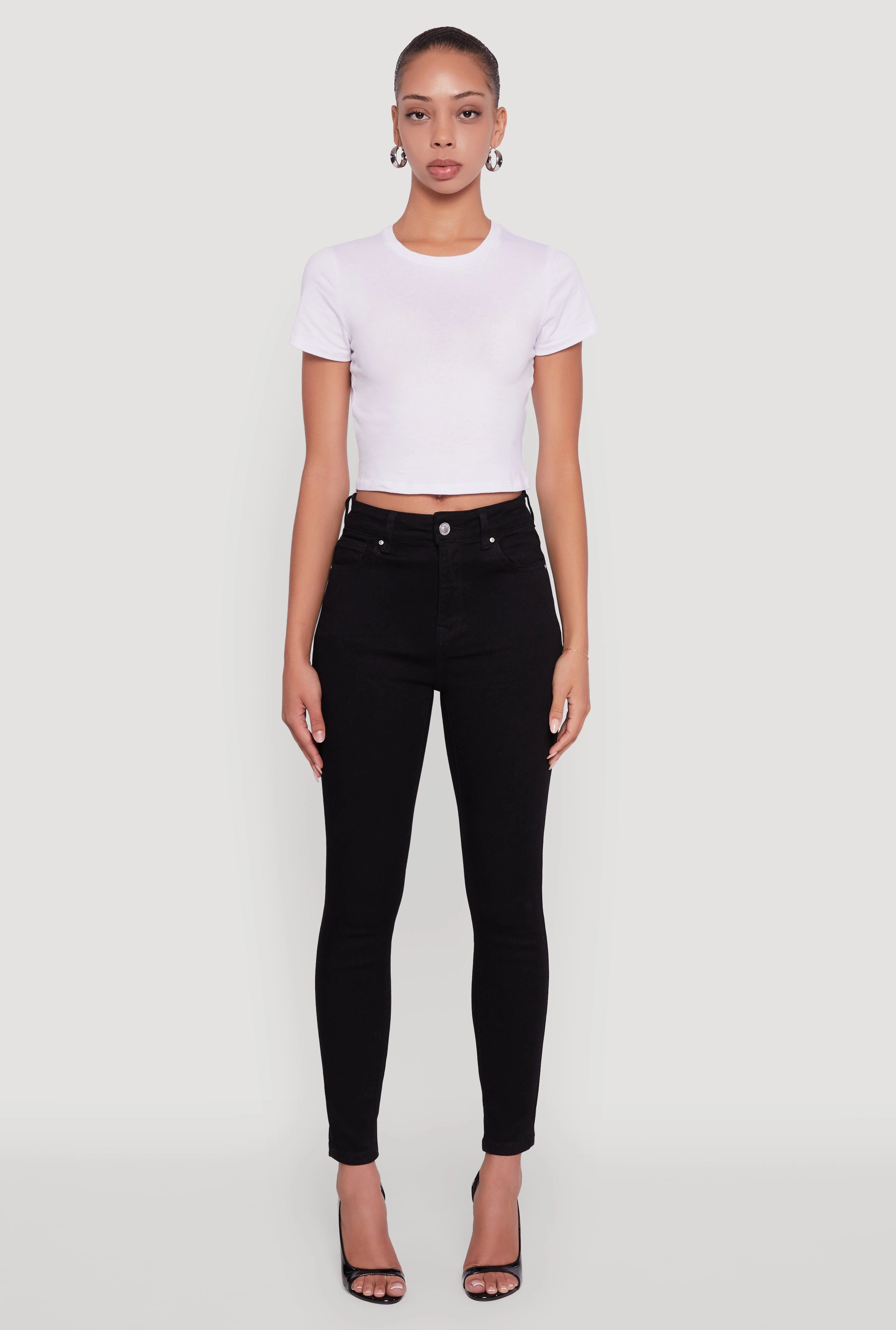 WAX High Rise Solid Cropped Skinny Jeans Unisex Fit