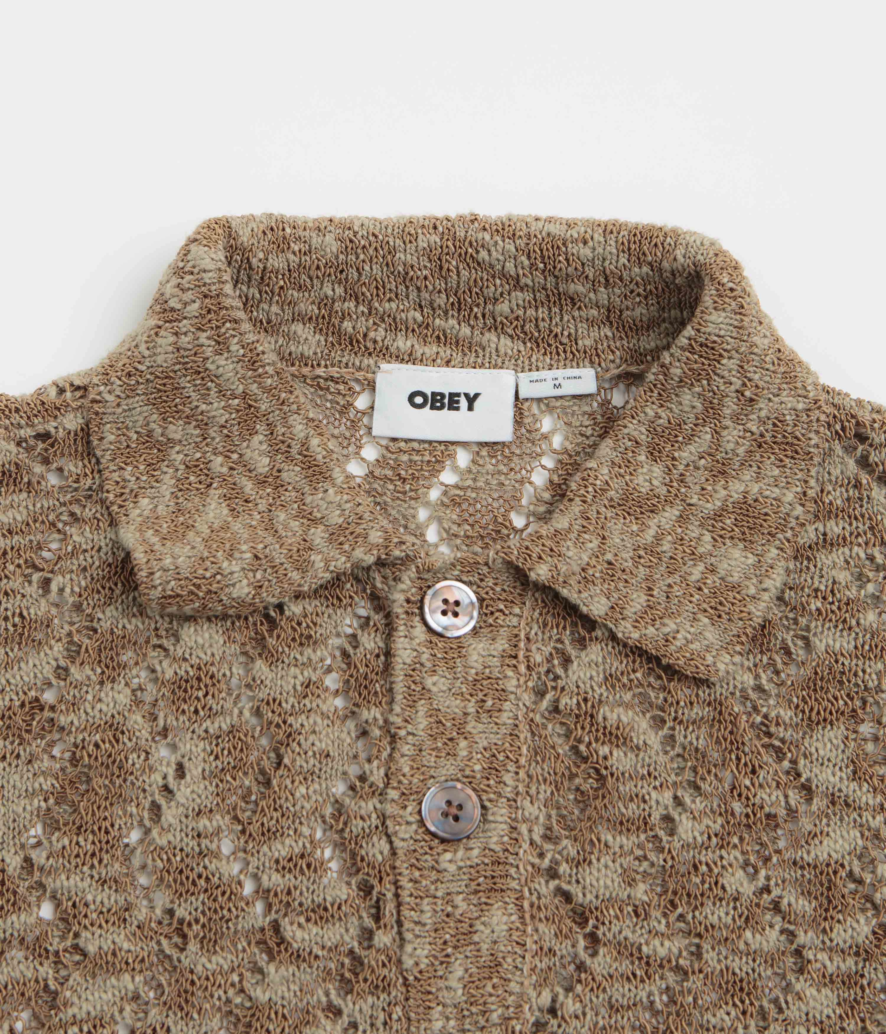 Obey Andre Polo Short Sleeve Sweatshirt - Toffee Brown Effortless Layer Knit Fashion