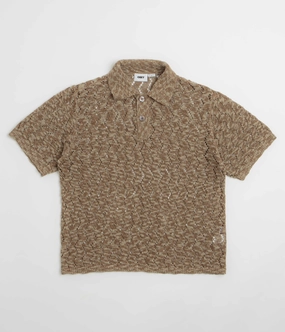 Obey Andre Polo Short Sleeve Sweatshirt - Toffee Brown Warm Knit