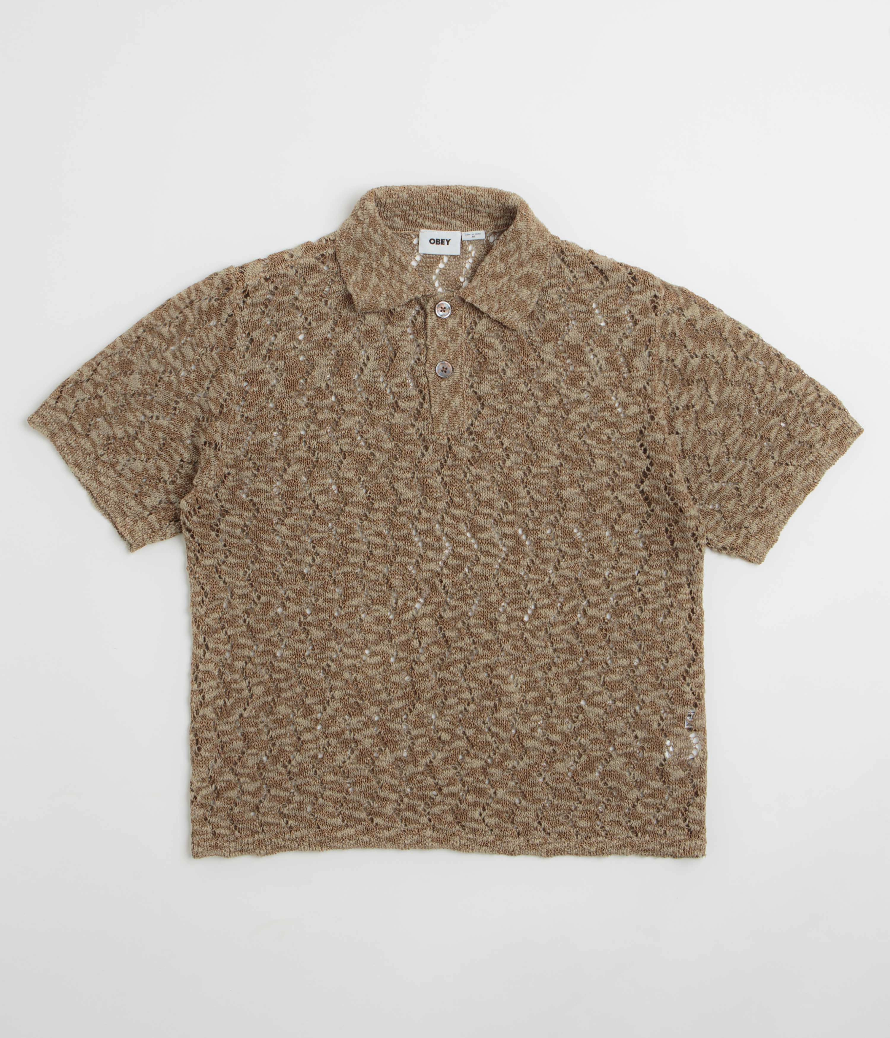 Obey Andre Polo Short Sleeve Sweatshirt - Toffee Brown Warm Knit