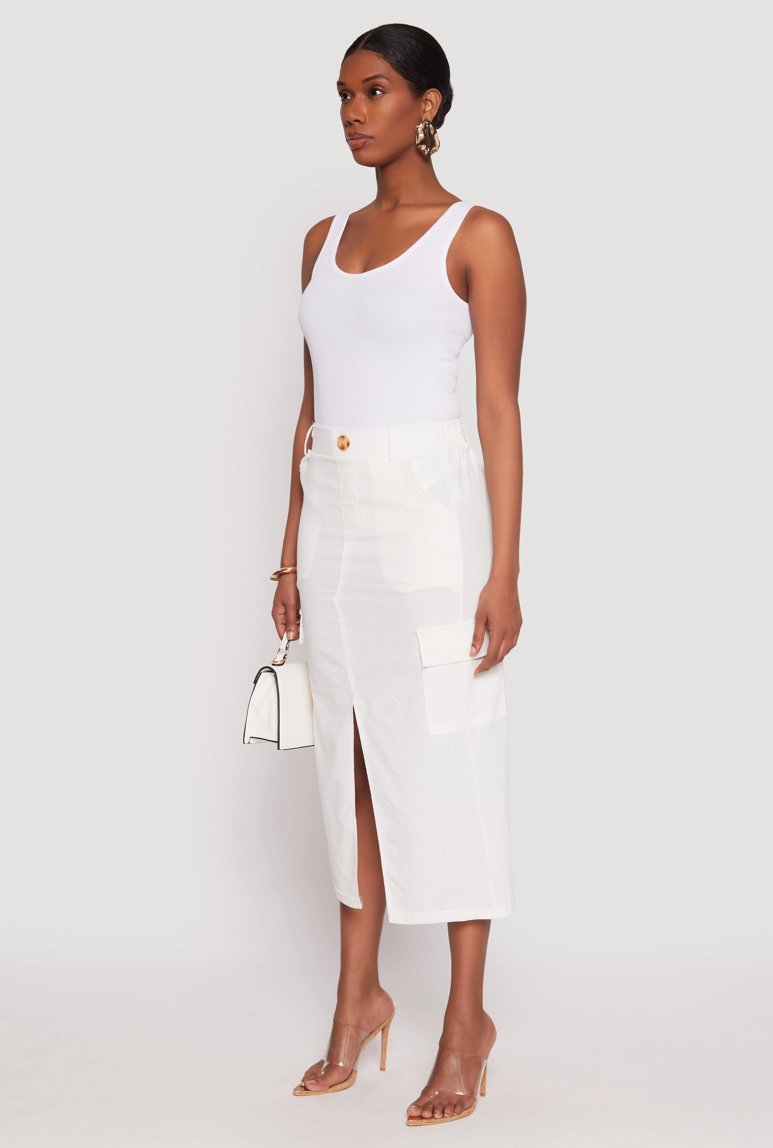 Linen Cargo Midi Skirt Classic Choice