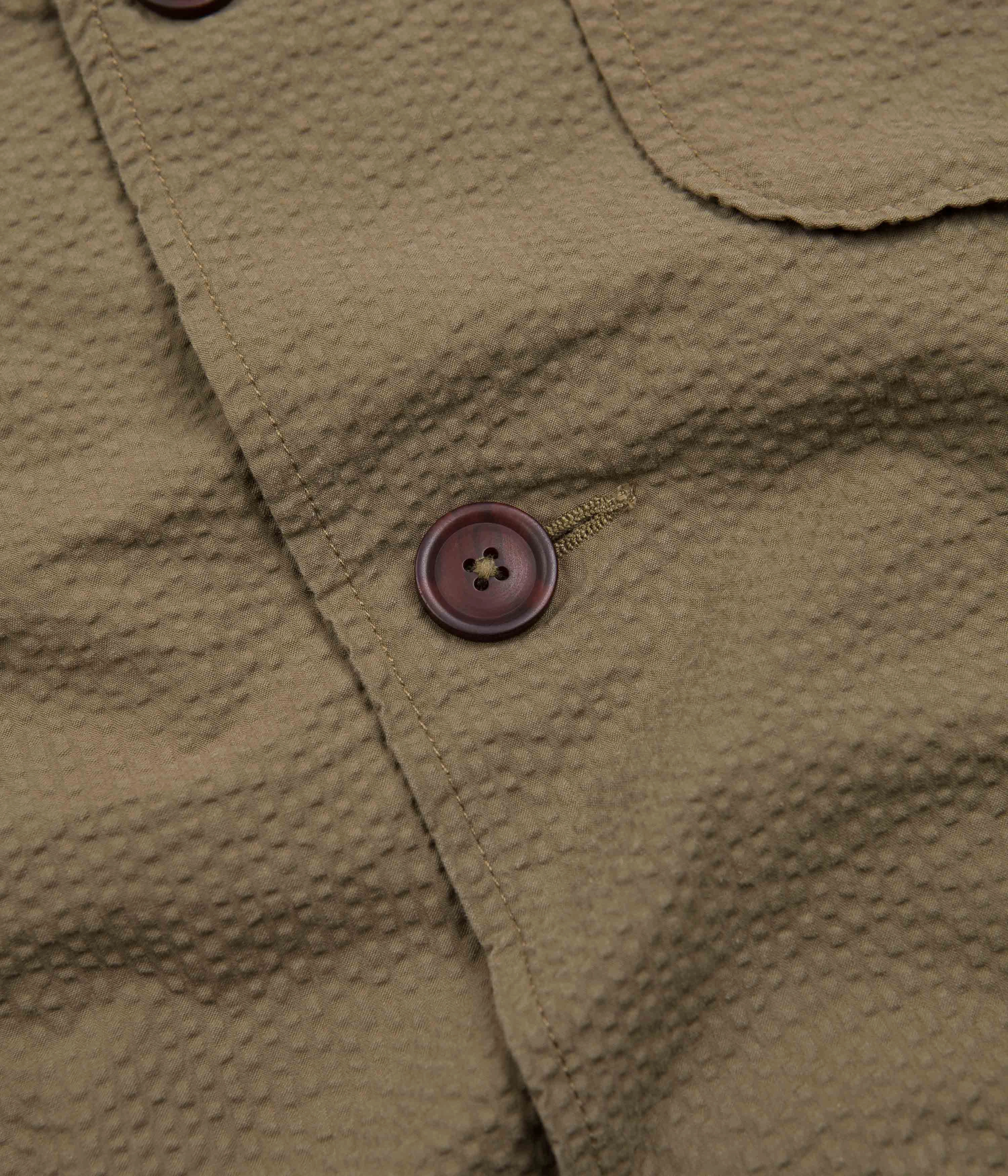 Universal Works Three Button Jacket - Olive Chill Proof Style Flexible Shoulder Gussets