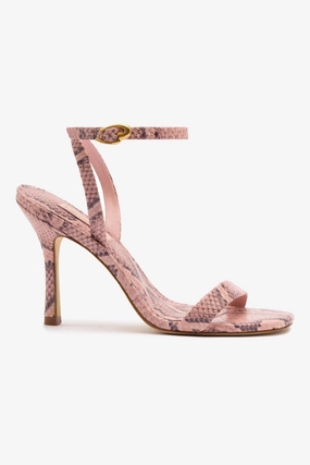 Veronina Sandal In Tulip Python Embossed Leather Ankle Strap Design