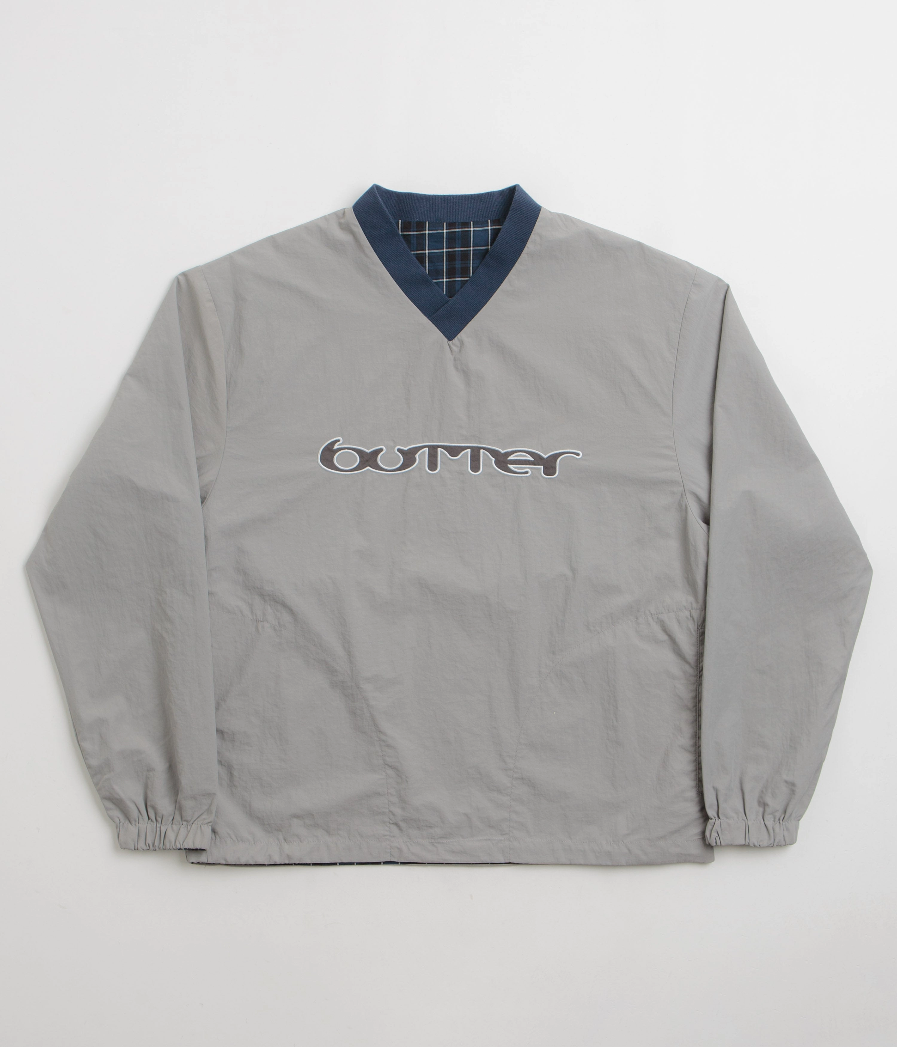 Butter Goods Reversible Dugout Pullover Jacket - Grey / Navy Sustainable Packaging