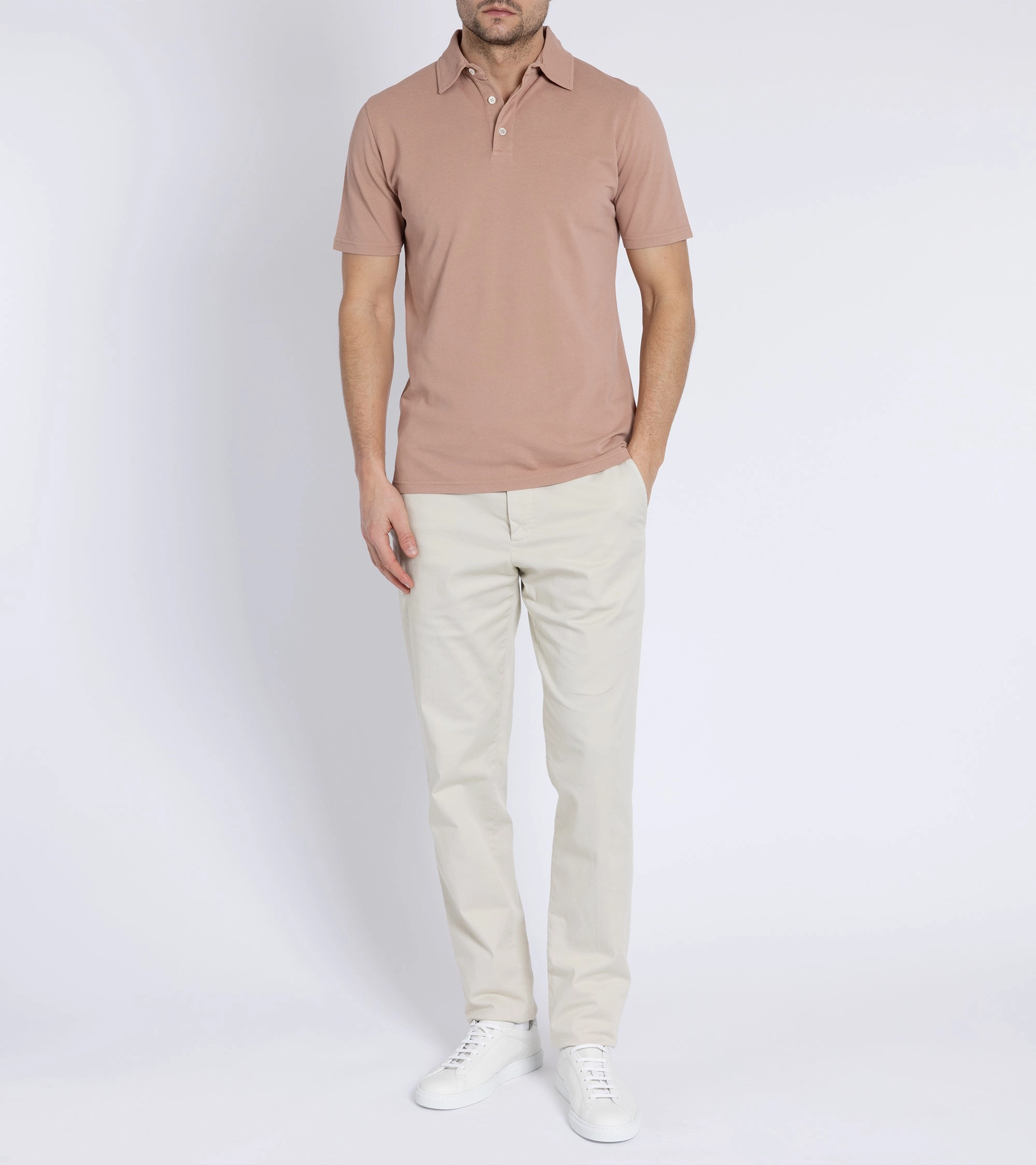Trunk Moxon Short Sleeve Polo Shirt: Dusty Pink Relaxed Outfit