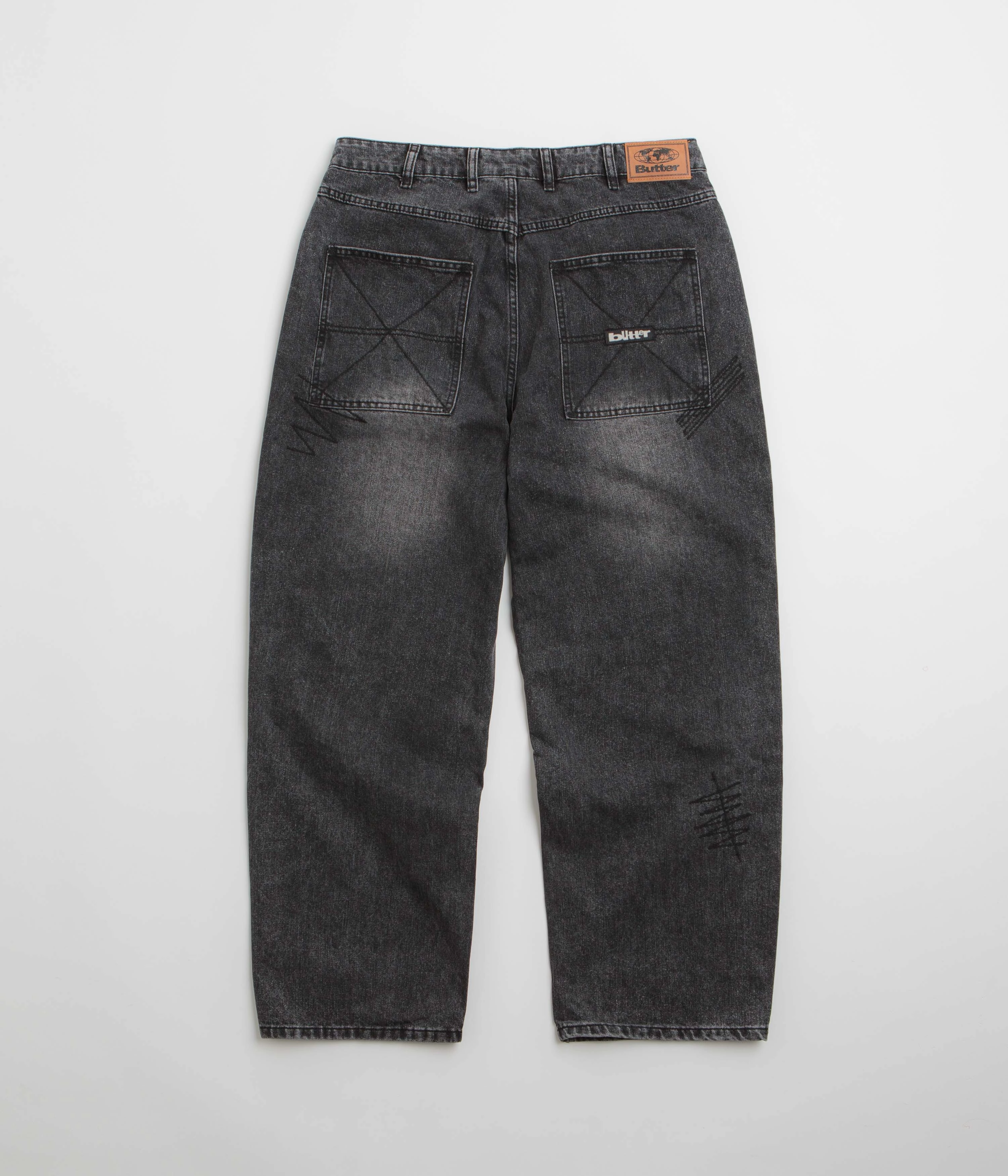 Butter Goods Stitch Jeans - Distressed Grey Zip-off legs